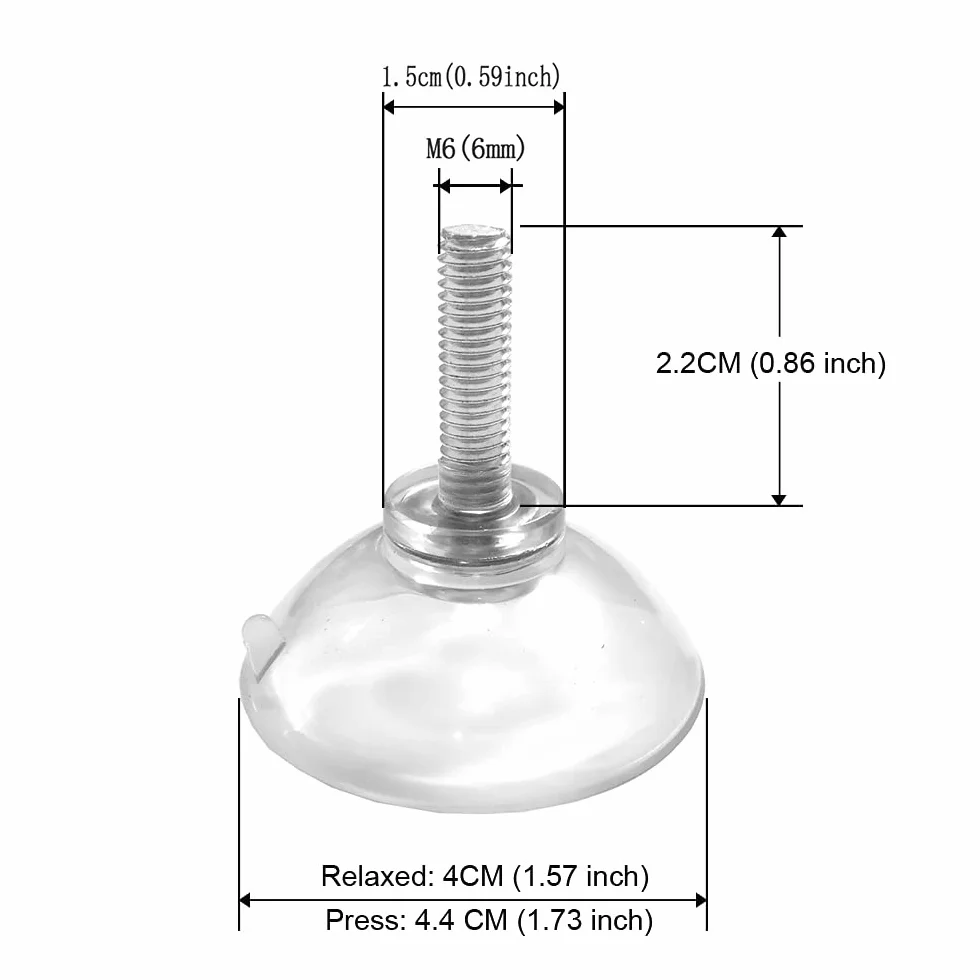Przyssawka z nakrętką PCW M6 długa śruba 4,4 cm 6 szt. Lock NUT