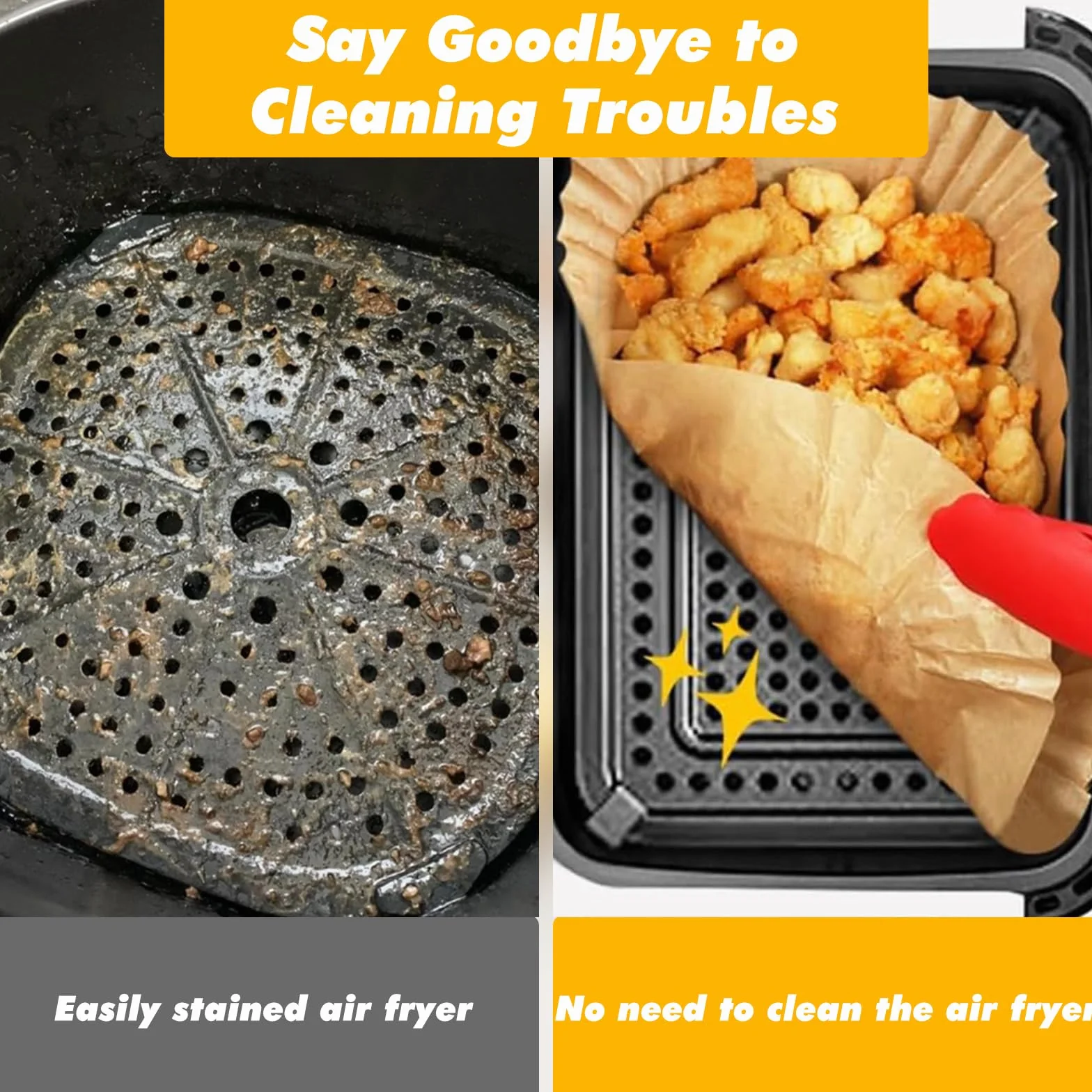 150 Sztuk Papieru Do Pieczenia Airfryer, Papier Do Airfryer Kompatybilny z COSORI Dual Blaze/TwinFry XXL 10L, Duronic AF34 10L, Instant XXL 8.5L, Ometa 9L – 100 Sztuk na 5.2L + 50 Sztuk na 10.4L/10L