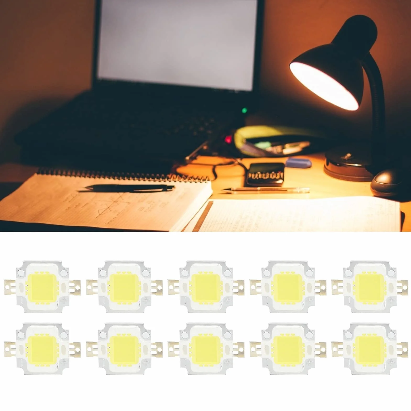 10 Sztuk LED Chip Źródło Światła COB 10 W 6500 K 12 V 700 mA Czyste Biały Emiter Diody Lampy DIY Akcesoria do Koraliki
