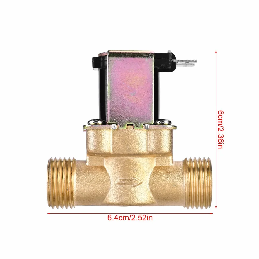 Zawór elektromagnetyczny 24 V DC 1/2 "Elektrozawór wody, normalny Zamknięty elektryczny zawór elektromagnetyczny wykonany z mosiądzu do sterowania wodą