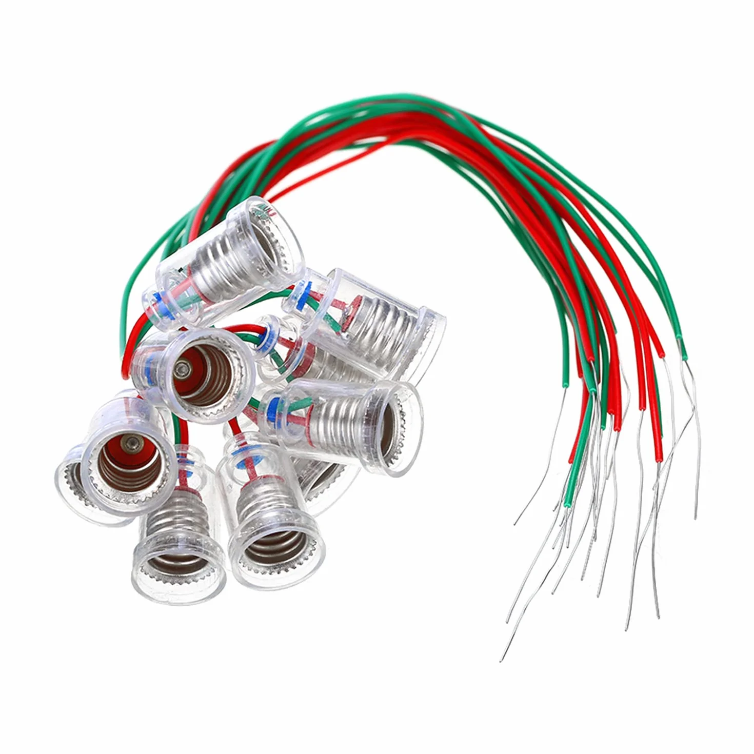 12 sztuk oprawek E10 z kablem E10, oprawka do lamp, mała oprawka z przewodami izolowanymi 25 cm, do eksperymentów z diodami LED, akcesoria do testów elektrycznych