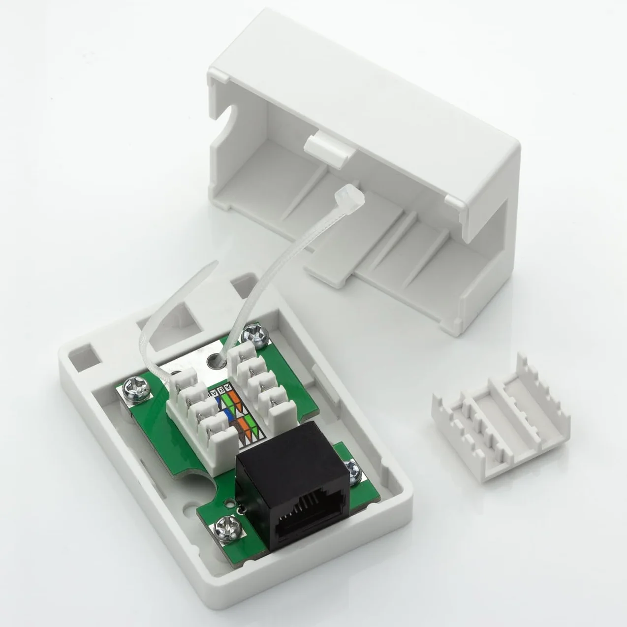 deleyCON 2x Gniazdo sieciowe CAT 6 1x RJ45 Natynkowe (Montaż natynkowy) 1 Gbit Ethernet LAN Kolor RAL 9003 Biały