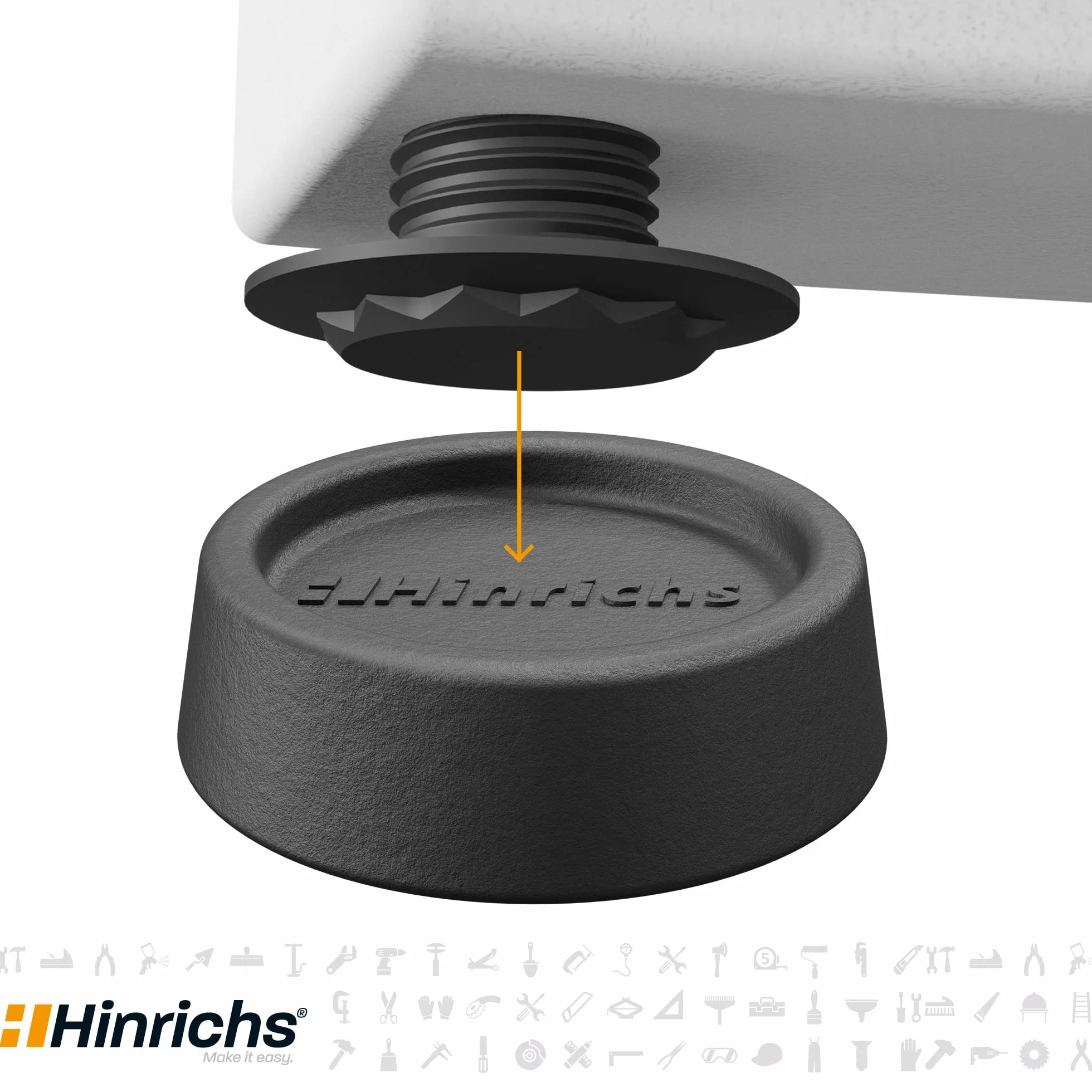 Hinrichs Zestaw 4 amortyzatorów drgań okrągłych czarnych – amortyzator do pralki – amortyzator wibracyjny do pralki – gumowe nóżki do pralki – akcesoria antywibracyjne do AEG Bosch Siemens Privileg
