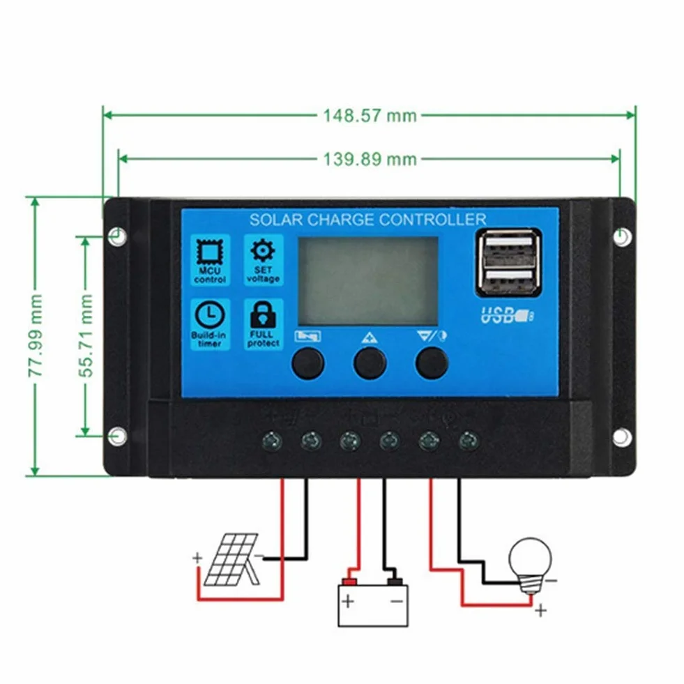 Aramox Sterownik solarny 12 V-24 V MPPT, regulator solarny PWM 60A/50A/40A/30A/20A/10A (60A), Szary|Czarny