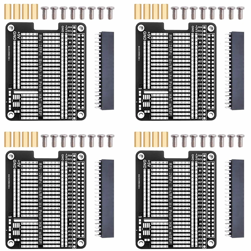 GeeekPi 4 x prototype Breakout DIY zestaw tarcz do płytek drukowanych do Raspberry Pi 4B i Raspberry Pi 3 2 B+ A+ (czarny)