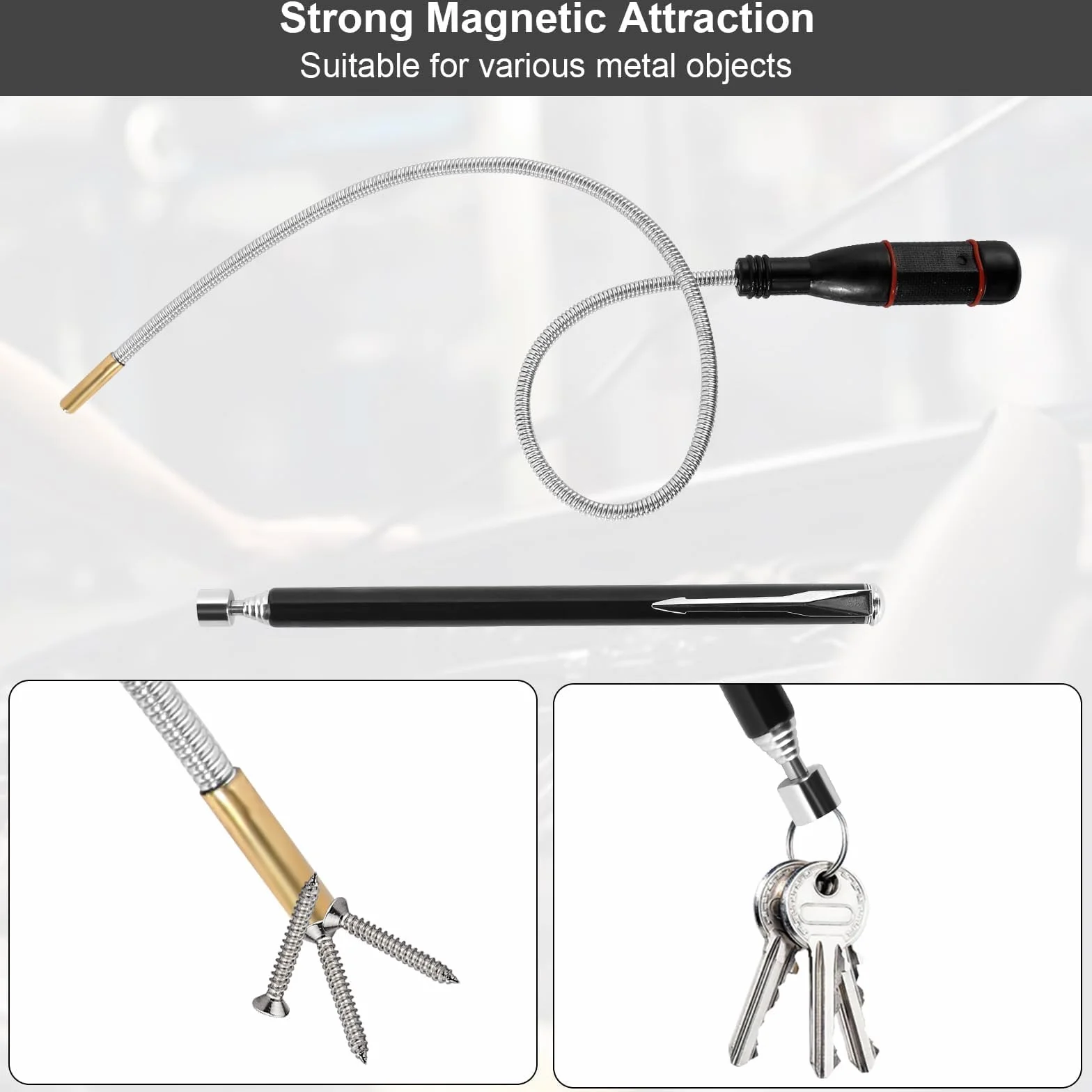 prota Elastyczny podnośnik magnetyczny Magnetyczny chwytak prętowy 50cm, 3 sztuki Magnetyczny pręt teleskopowy Teleskopowy pręt magnetyczny, Przenośny Giętki chwytak magnetyczny do podnoszenia małych