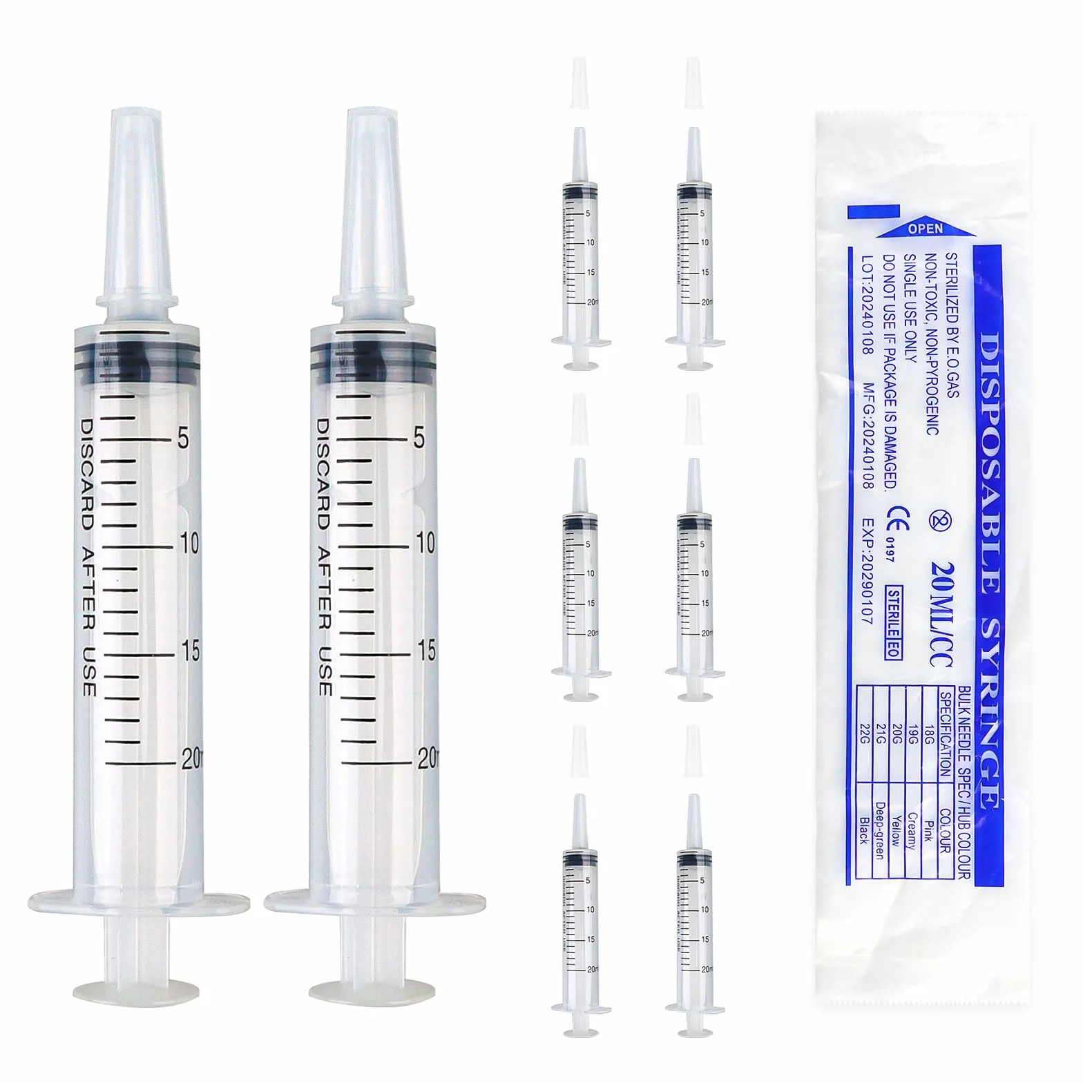 Strzykawki jednorazowe 20 ml z tworzywa sztucznego z pokrywką do laboratoryjnego karmienia zwierząt