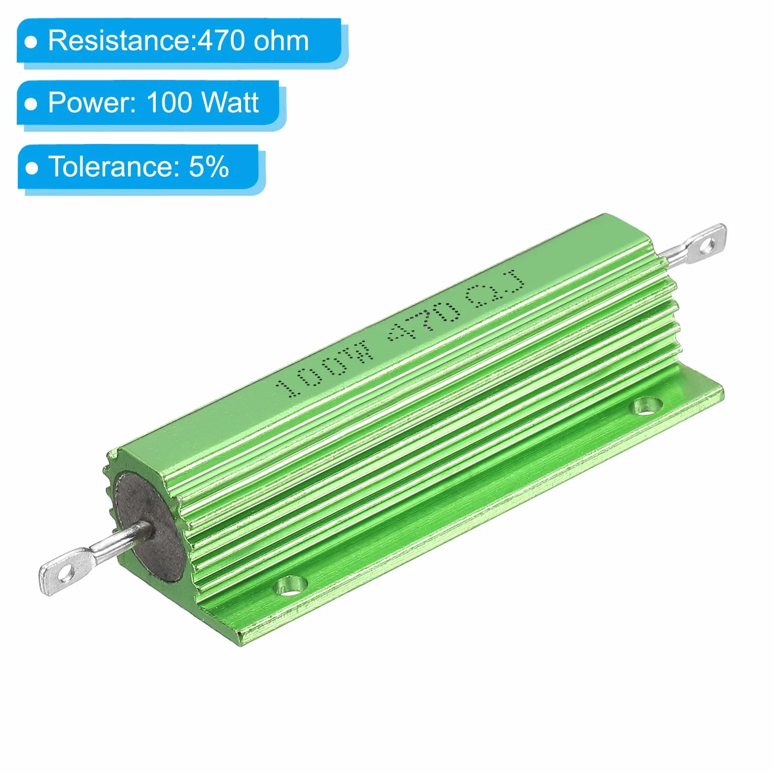 PATIKIL 100 W 470 omów aluminiowy rezystor powłokowy, 2-pak aluminiowej obudowy, rezystory drutowe rezystory śrubowe rezystor mocy 5% tolerancji, zielony