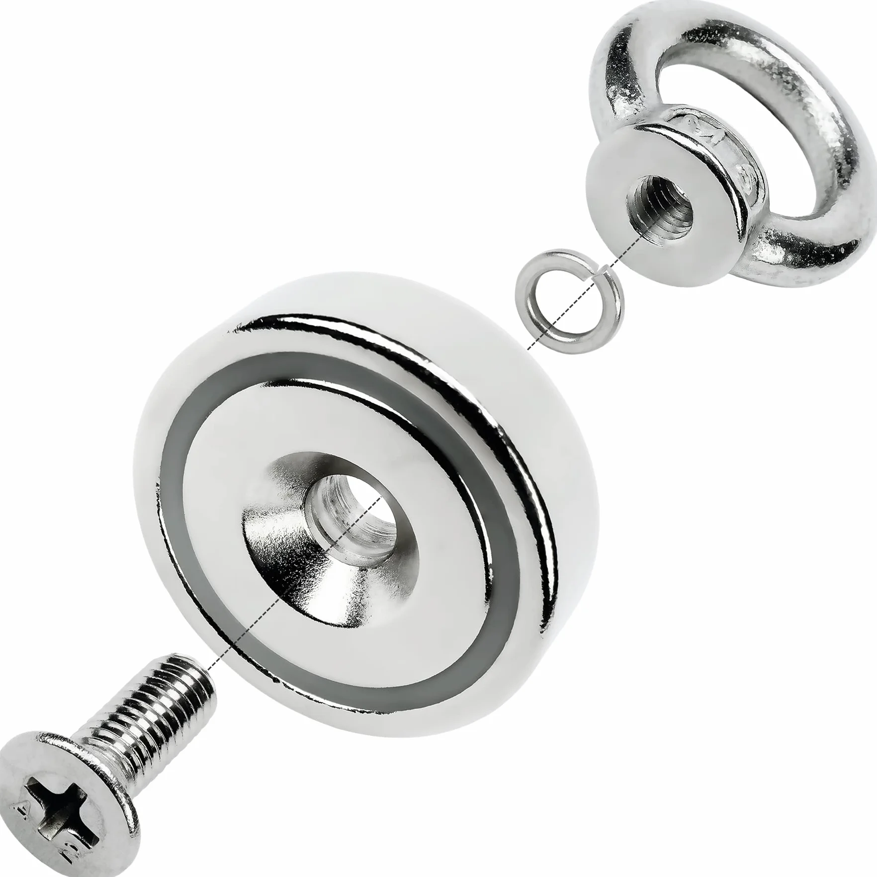 Sensei Magnes neodymowy oczkowy Ø25 x H32 mm 20 kg udźwigu stalowy
