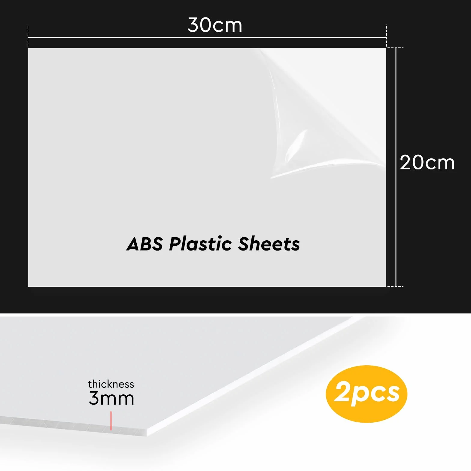 SWAWIS ABS biała płyta plastikowa 30 x 20 cm 3 mm 2 arkusze