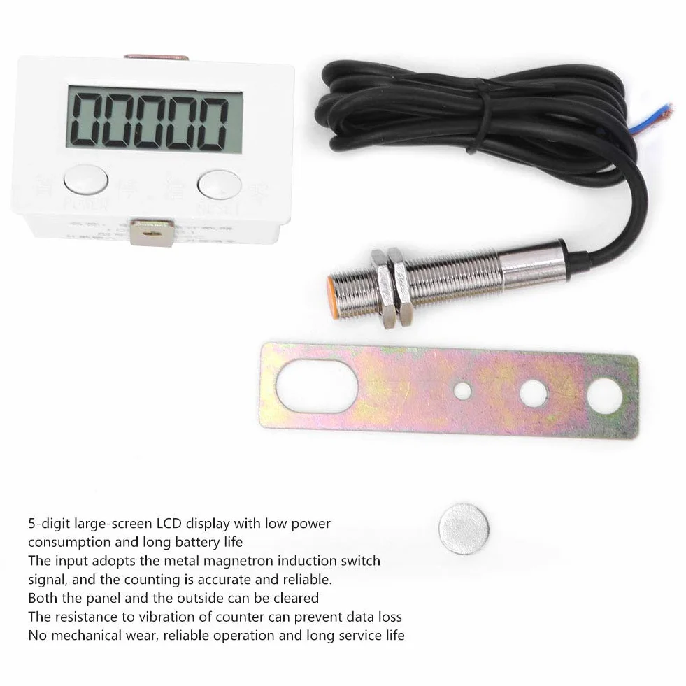 Licznik indukcyjny BEM-5C z metalowym przełącznikiem, 5-cyfrowy wyświetlacz LCD, czujnik 12φ
