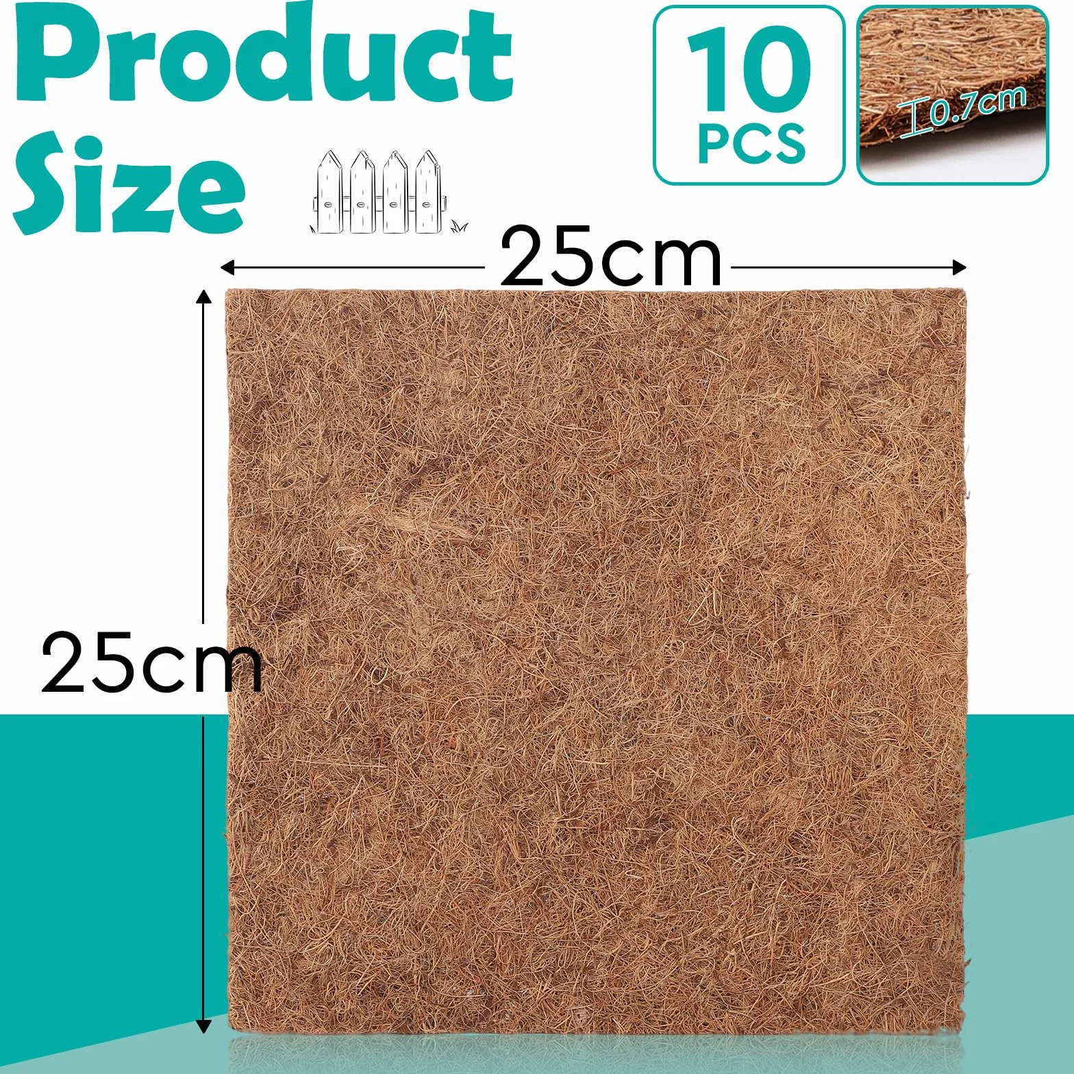 EFUTURETIME 10 x wkładka do gniazd dla kurczaków 25 cm x 25 cm z naturalnego włókna kokosowego, maty wielokrotnego użytku do wkładania jaj lub utrzymywania ciepła