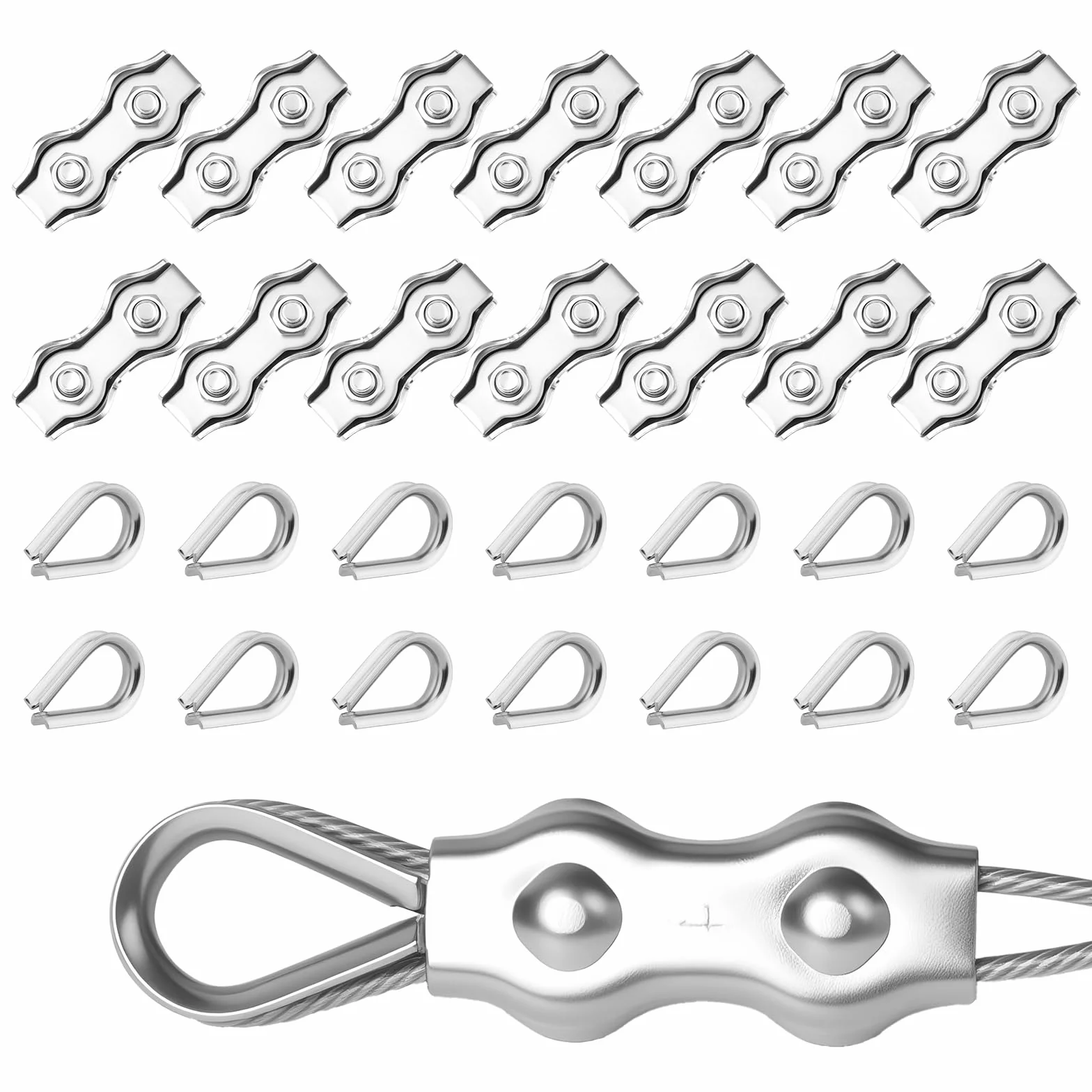 Flintronic Zacisk na linę drucianą 28 sztuk Duplex 4 mm stal nierdzewna 304 M4
