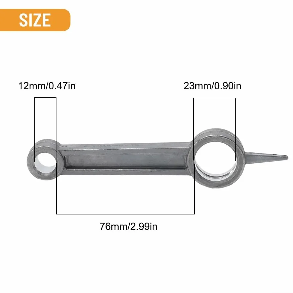Sprężarka powietrza ze stopu aluminium typu srebrnego korbowód korbowód sprężarki powietrza do sprężarki powietrza, niezbędny zamiennik (12 × 76 × 23 mm)