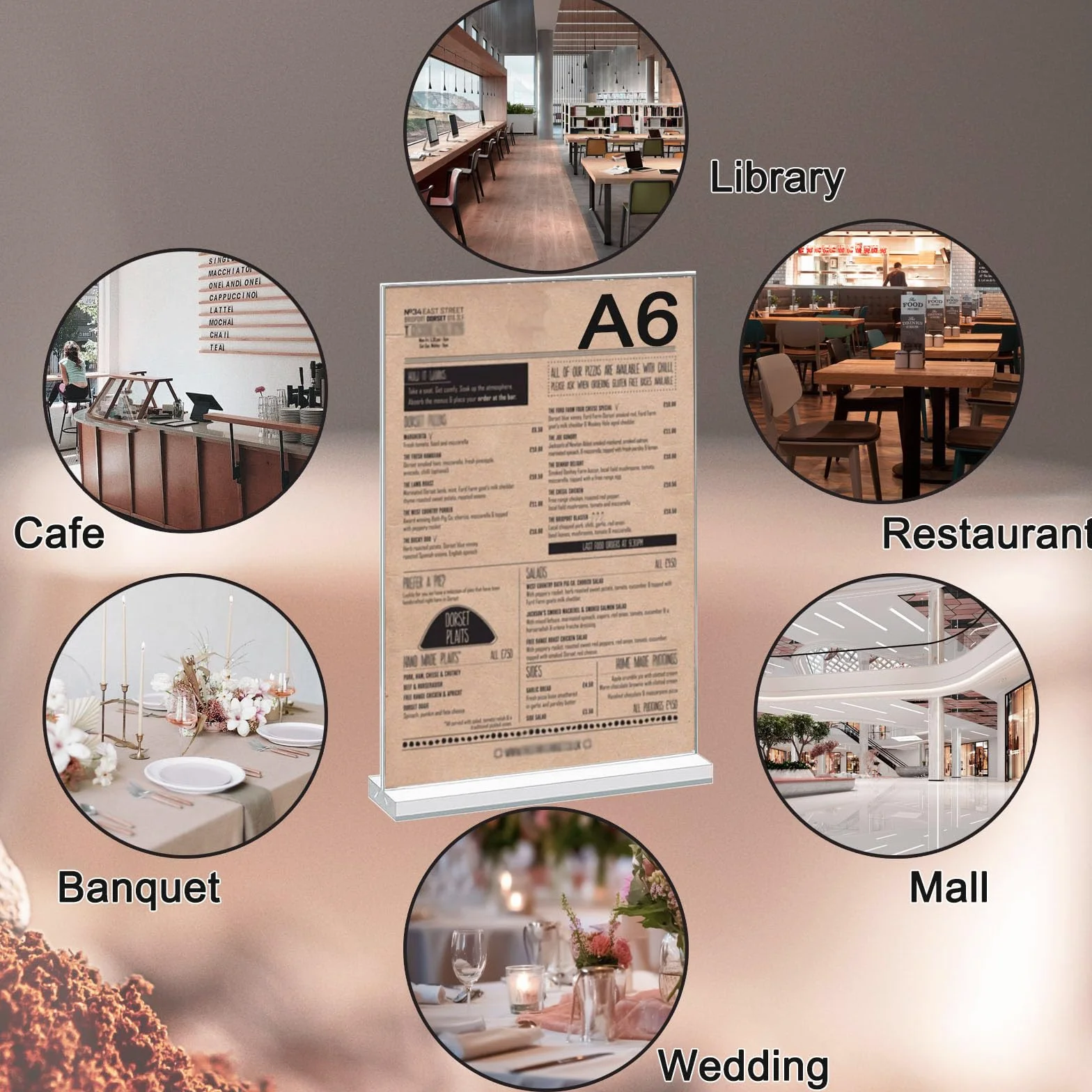 4 szt. Uchwyt na Tabelkę A6, Przezroczysty Stojak A6 z Akrylu, T-Stojak na Reklamy, Wysokiej Jakości Stojak na Menu, Idealny do Restauracji, Kawiarni, Biur i Wystaw