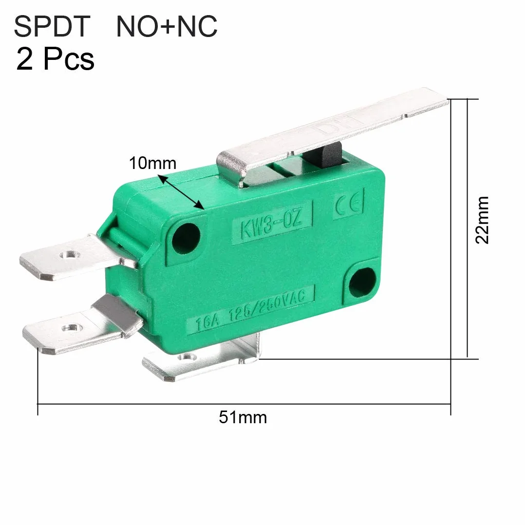 sourcing map 2 SZTUK KW3-OZ 16A 125 / 250 VAC SPDT NO NC pręt Typ Mikro wyłącznik krańcowy