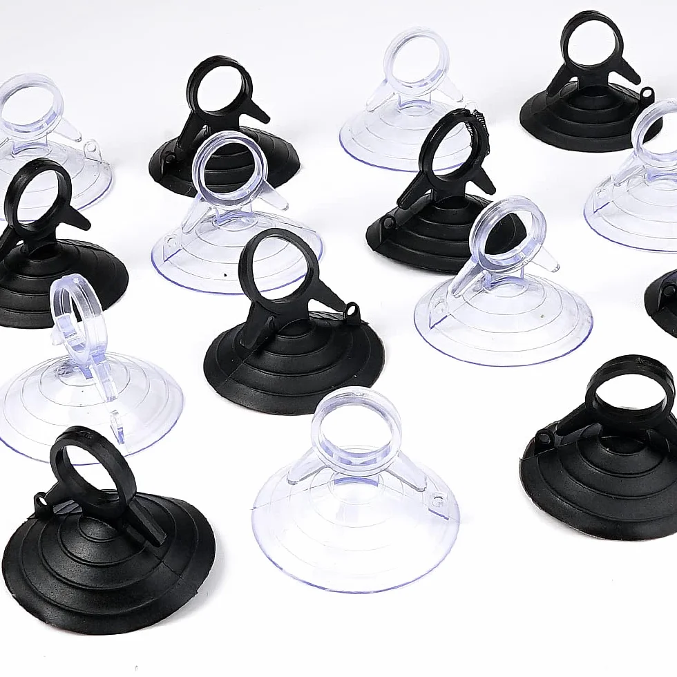Przyssawki samochodowe 45 mm z gwintem PVC czarne i przezroczyste 60 sztuk