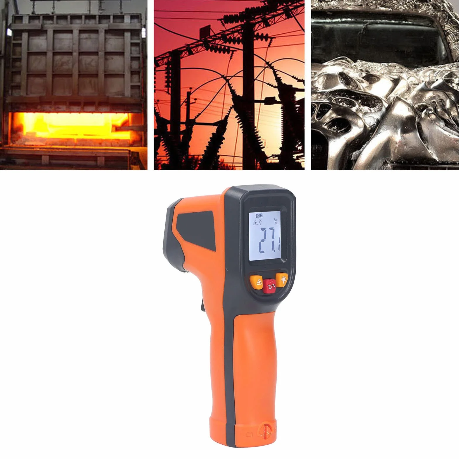 Termometr na podczerwień cyfrowy bezkontaktowy laserowy do pomiaru temperatury żywności LCD -50°C