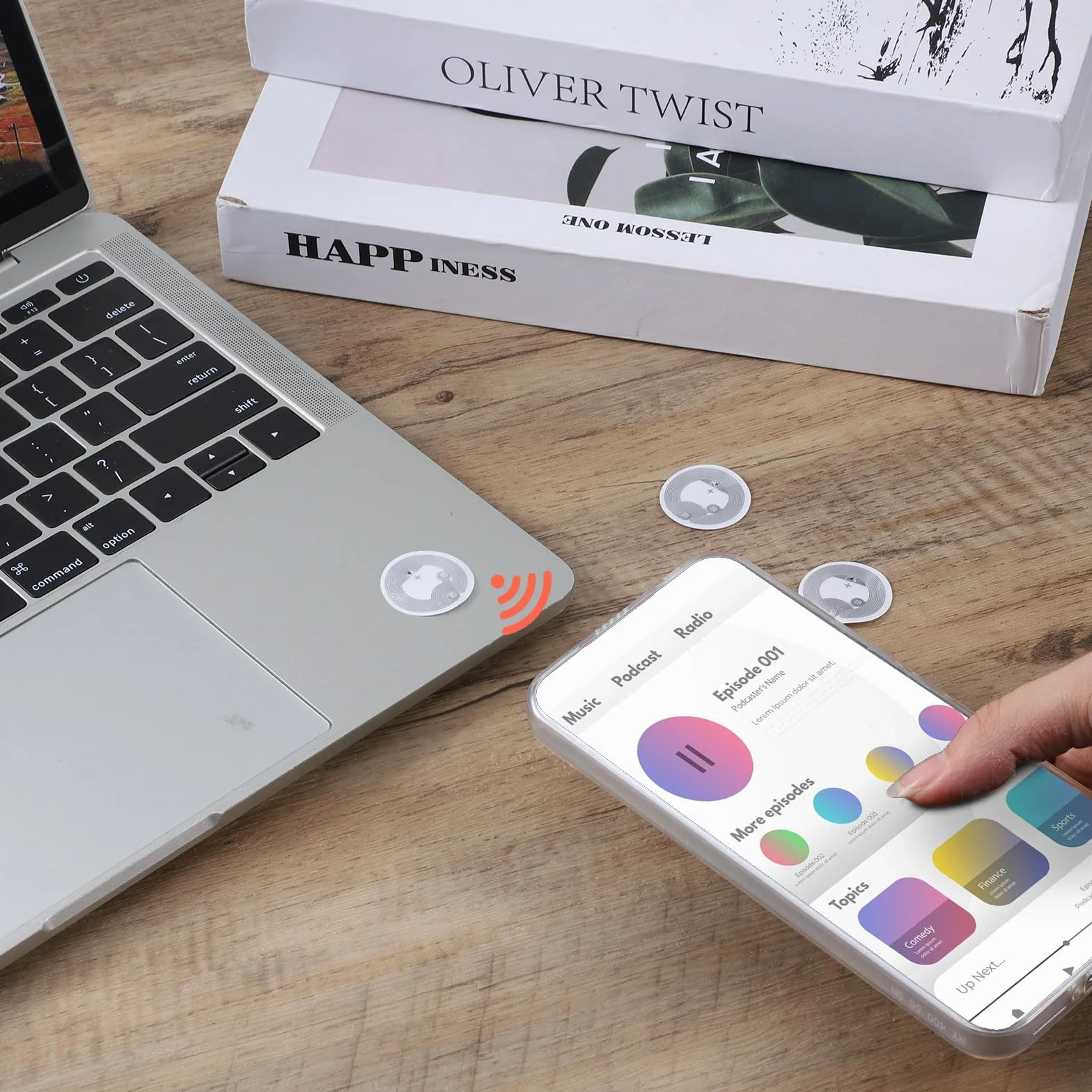50 szt. naklejek NFC z oryginalnym chipem NTAG216 NFC naklejki samoprzylepne etykiety przezroczyste znaczniki RFID wielokrotnego zapisywania 888 bajtów pamięci odpowiednie do wszystkich urządzeń z