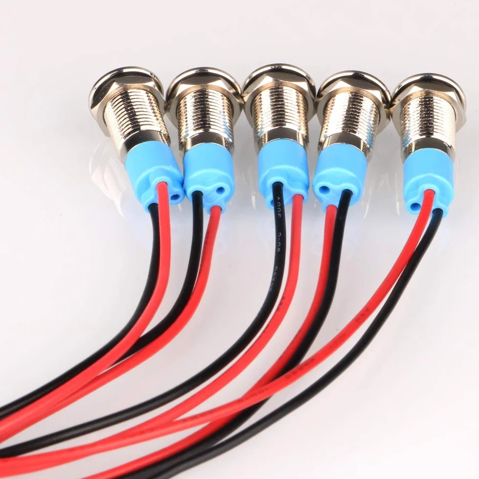 Gebildet 5 Sztuk 8mm AC/DC 12-24V LED Metalowy Wskaźnik Świetlny Wodoodporna Lampka Sygnalizacyjna Zielony
