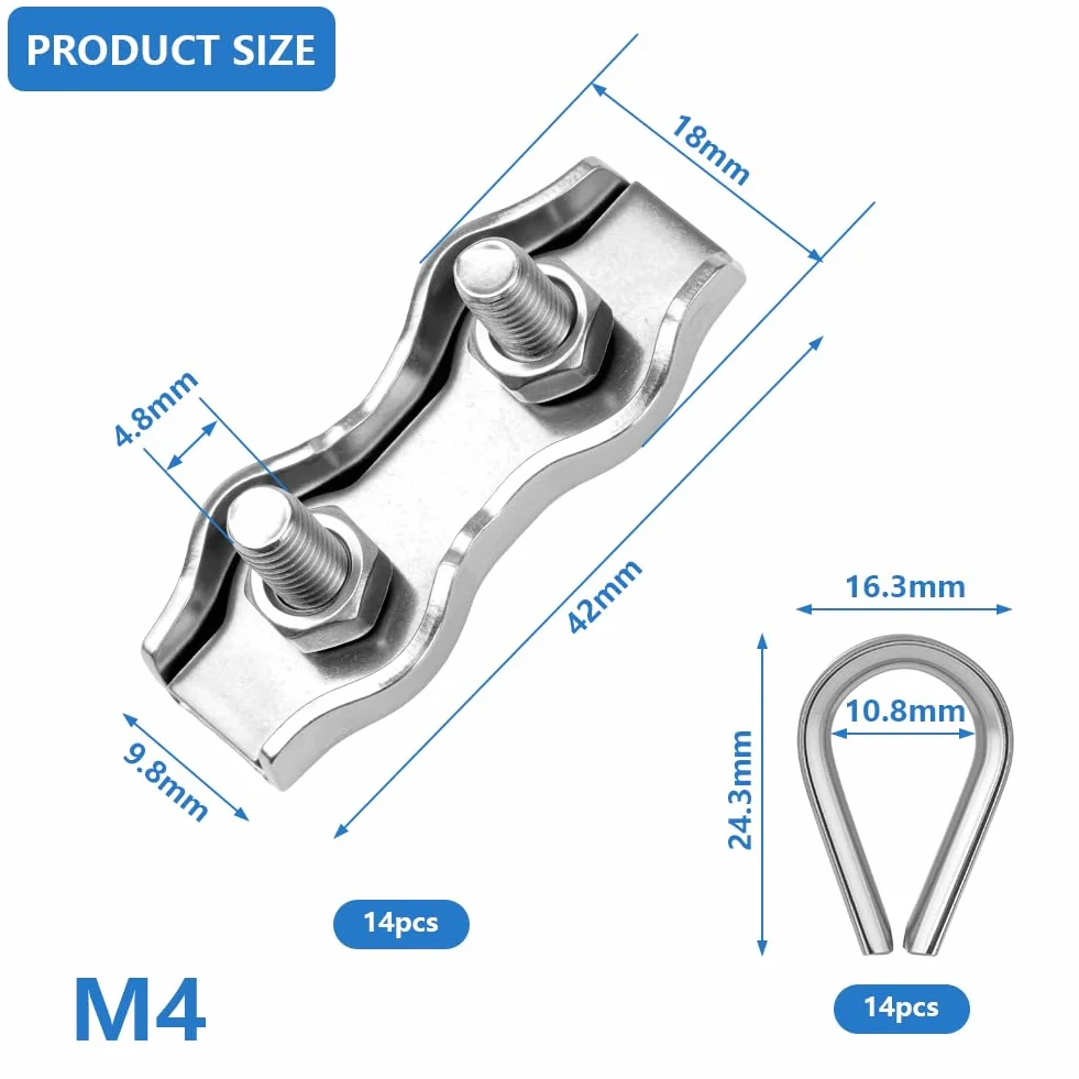 Flintronic Zacisk na linę drucianą 28 sztuk Duplex 4 mm stal nierdzewna 304 M4