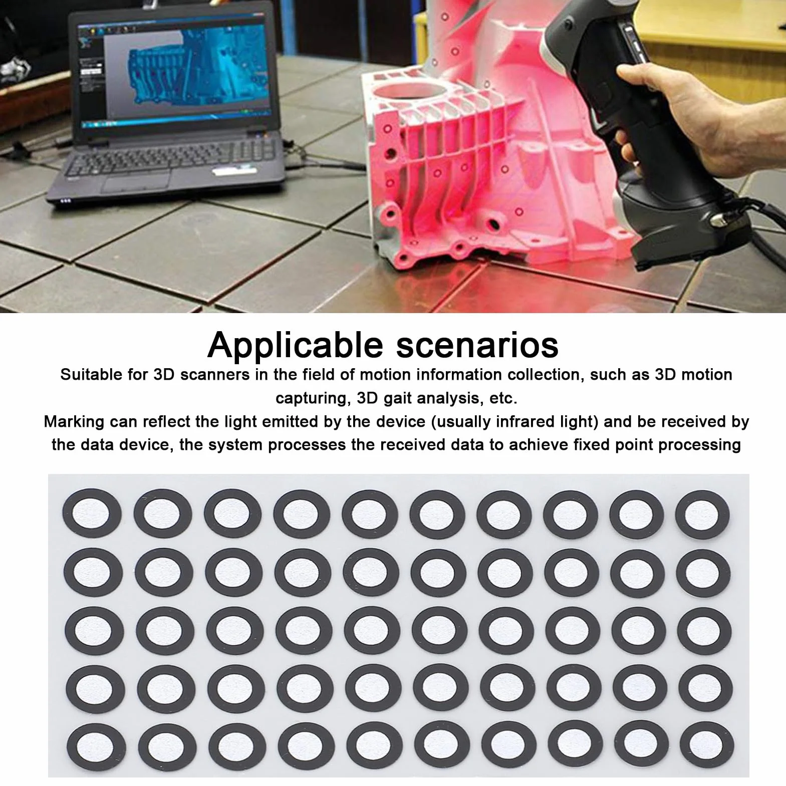 Markery do Skanowania 3D, 1000 szt. Magnetyczne Cele Pozycjonujące 6,0 Mm, Punkty śledzące Markery Punktów Odniesienia Markery Odblaskowe do Skanerów 3D i Trackerów Optycznych
