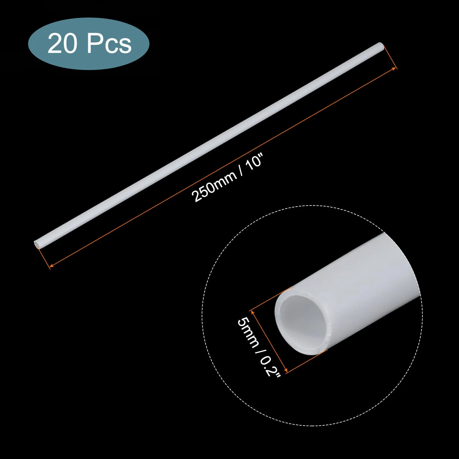 QUARKZMAN Rury plastikowe ABS okrągła 5 mm x 250 mm biała do modelowania architektonicznego
