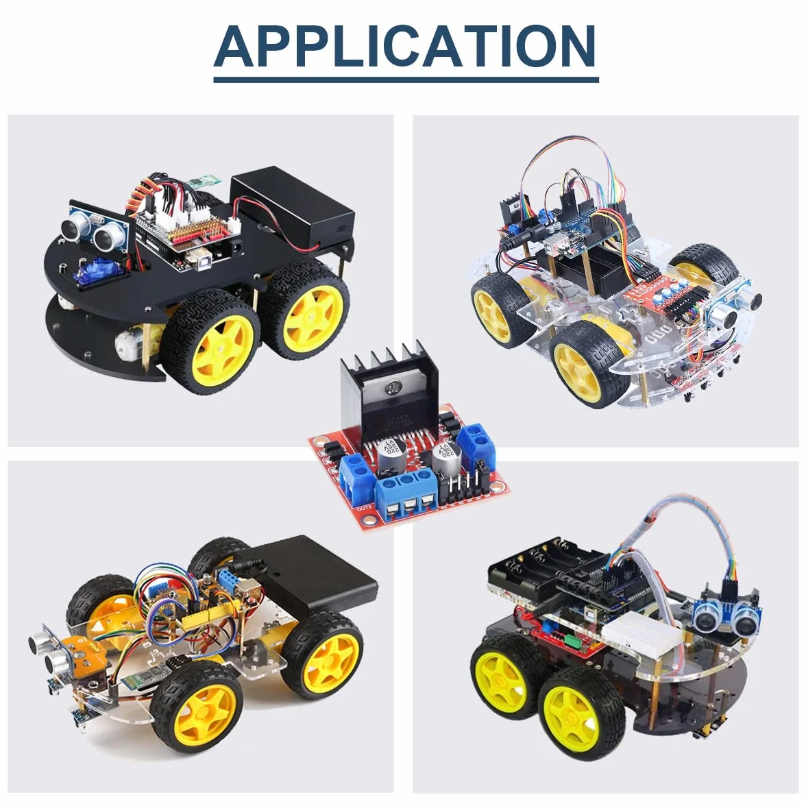 2 szt. Płyta kontrolera napędu silnika L298N DC podwójny moduł sterujący silnika krokowego H Bridge Motor dla Arduino Smart Car Power z kablem rozruchowym, drut 24AWG