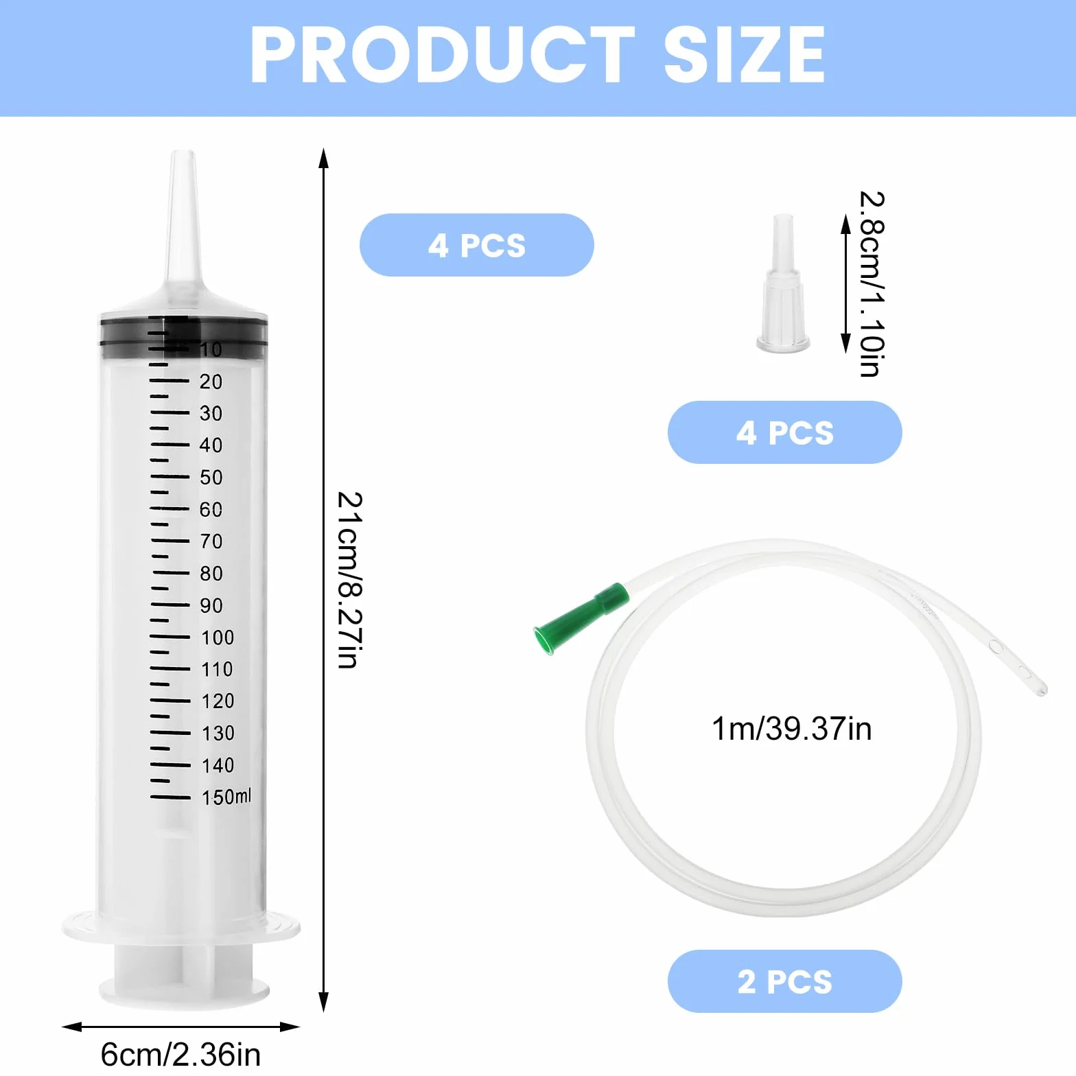 Strzykawka z tworzywa sztucznego zakrzywiona 150 ml 4 szt.