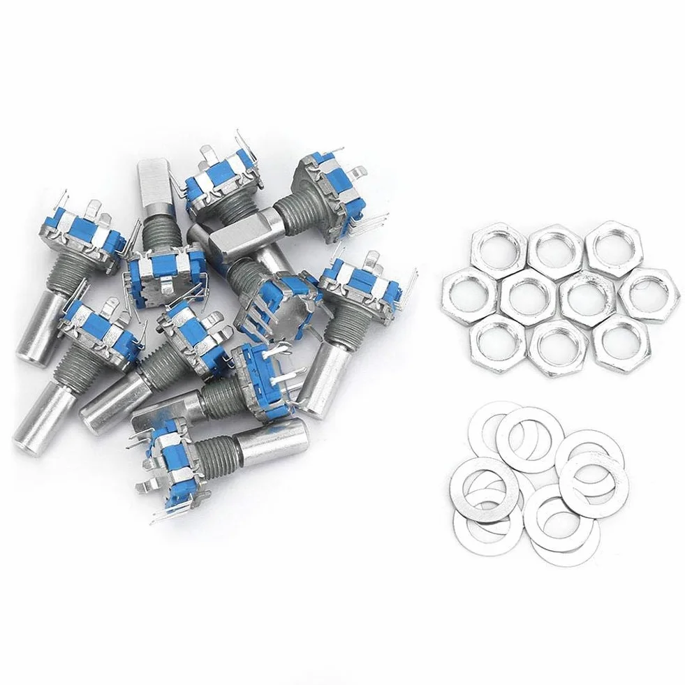 10 sztuk 5 Pin enkoder obrotowy + podkładki + nakrętki DC 5V EC11 enkoder obrotowy przełącznik kodujący cyfrowy potencjometr z przełącznikiem
