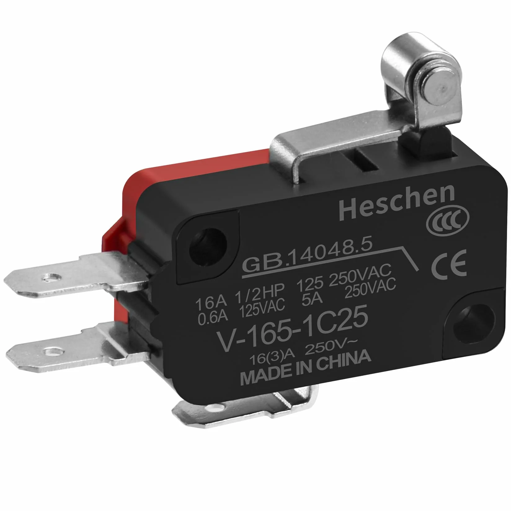 Heschen mikro przełącznik V-165-1C25 SPDT krótka dźwignia rolkowa 16 A 250 V AC 5 szt.