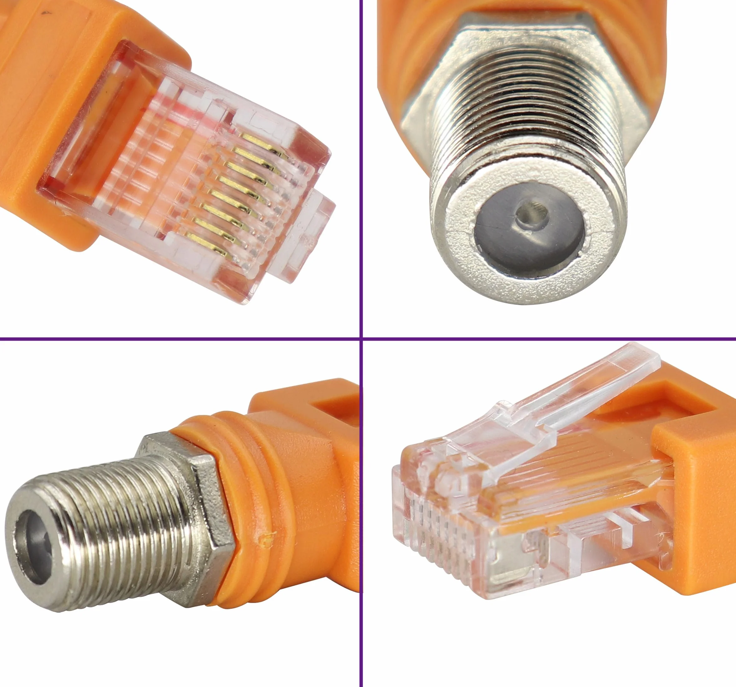 Adapter koncentryczny beczki RF żeński na RJ45 męski Ethernet, konwerter RF na RJ45 do większości testerów linii, detektora linii, wyszukiwarki linii i innych urządzeń wykrywających. (2