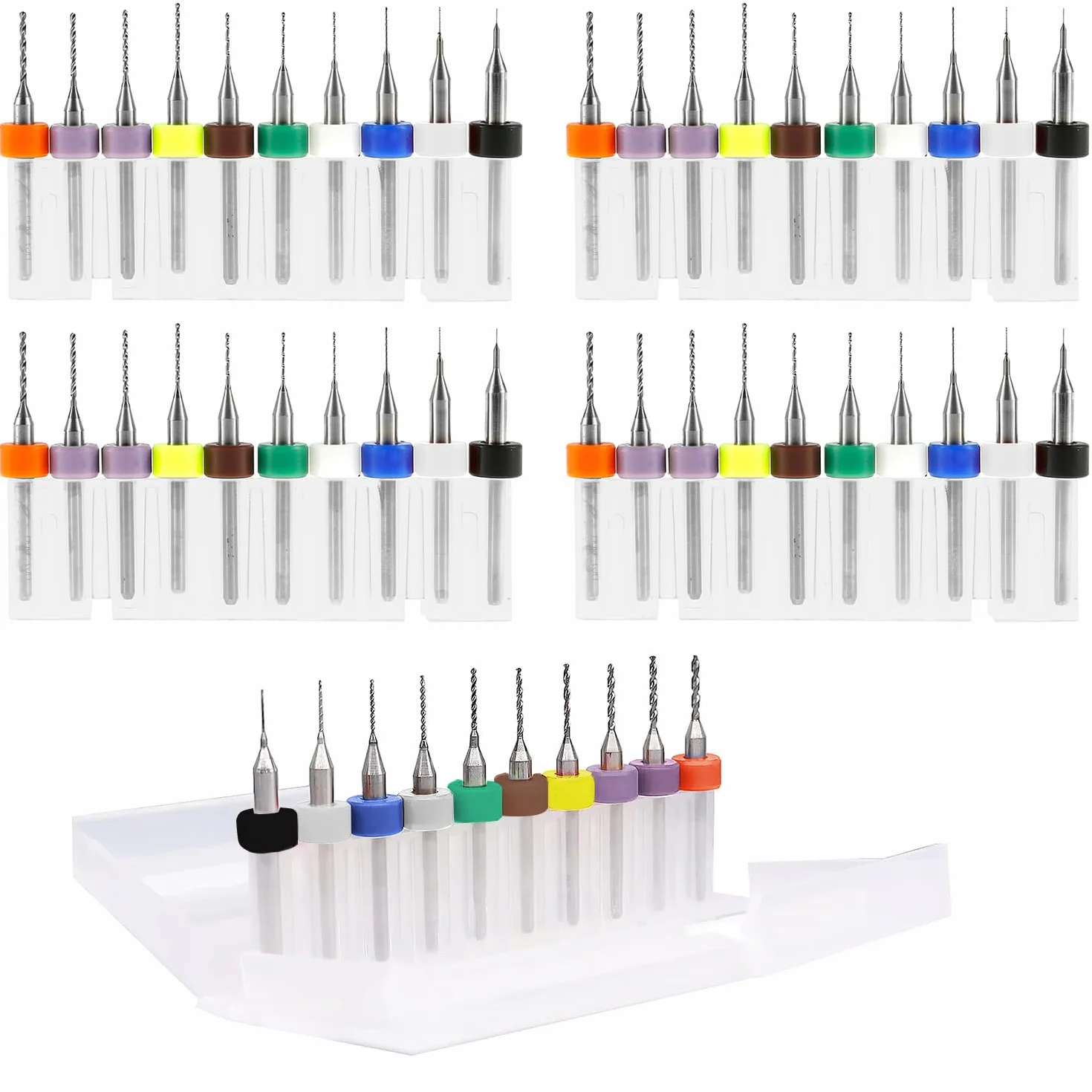 Zestaw mikrowierteł do PCB, 0,1 mm - 1,0 mm, spirala z trzpieniem, stal wolframowa, płytka drukowana, płytka drukowana, flet, frezy CNC do drukowania, szorstkiego kamienia, biżuterii, grawerowania CNC