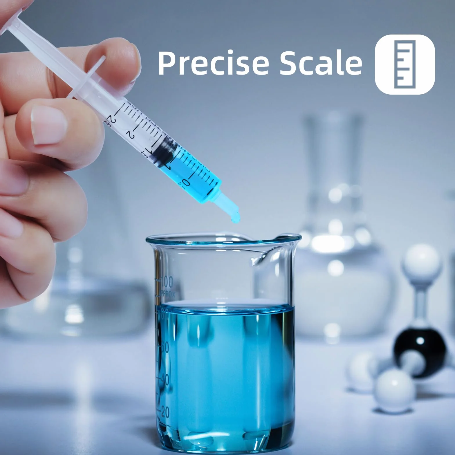 50 szt. strzykawek, strzykawka o pojemności 3 ml, jednorazowa strzykawka bez igły, strzykawka do siary, strzykawka dozująca, strzykawka z miarką do laboratoriów naukowych, do nalewania, napełniania