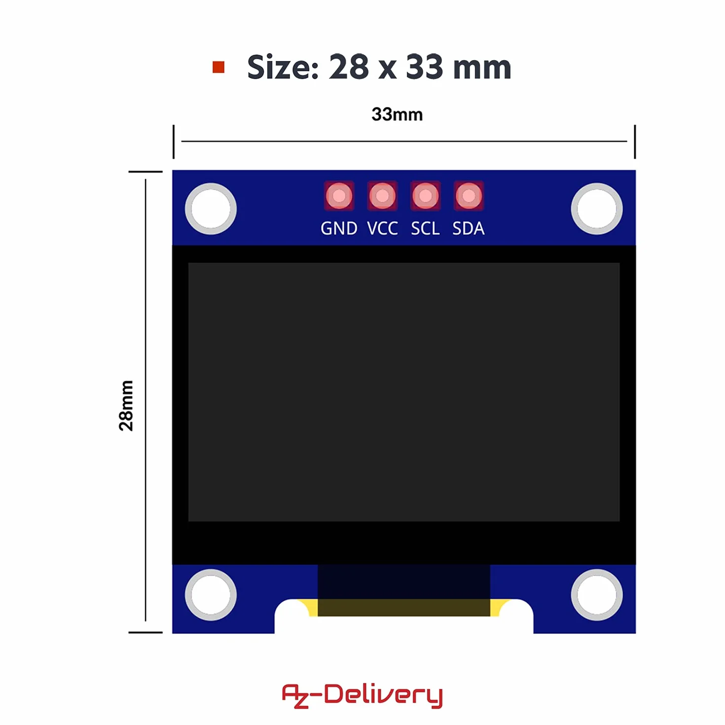 AZDelivery 0,96 cala OLED wyświetlacz I2C 128 x 64 pikseli I2C ssd1306 moduł wyświetlacza ekranu z białymi znakami kompatybilny z Arduino i Raspberry Pi w tym e-book!
