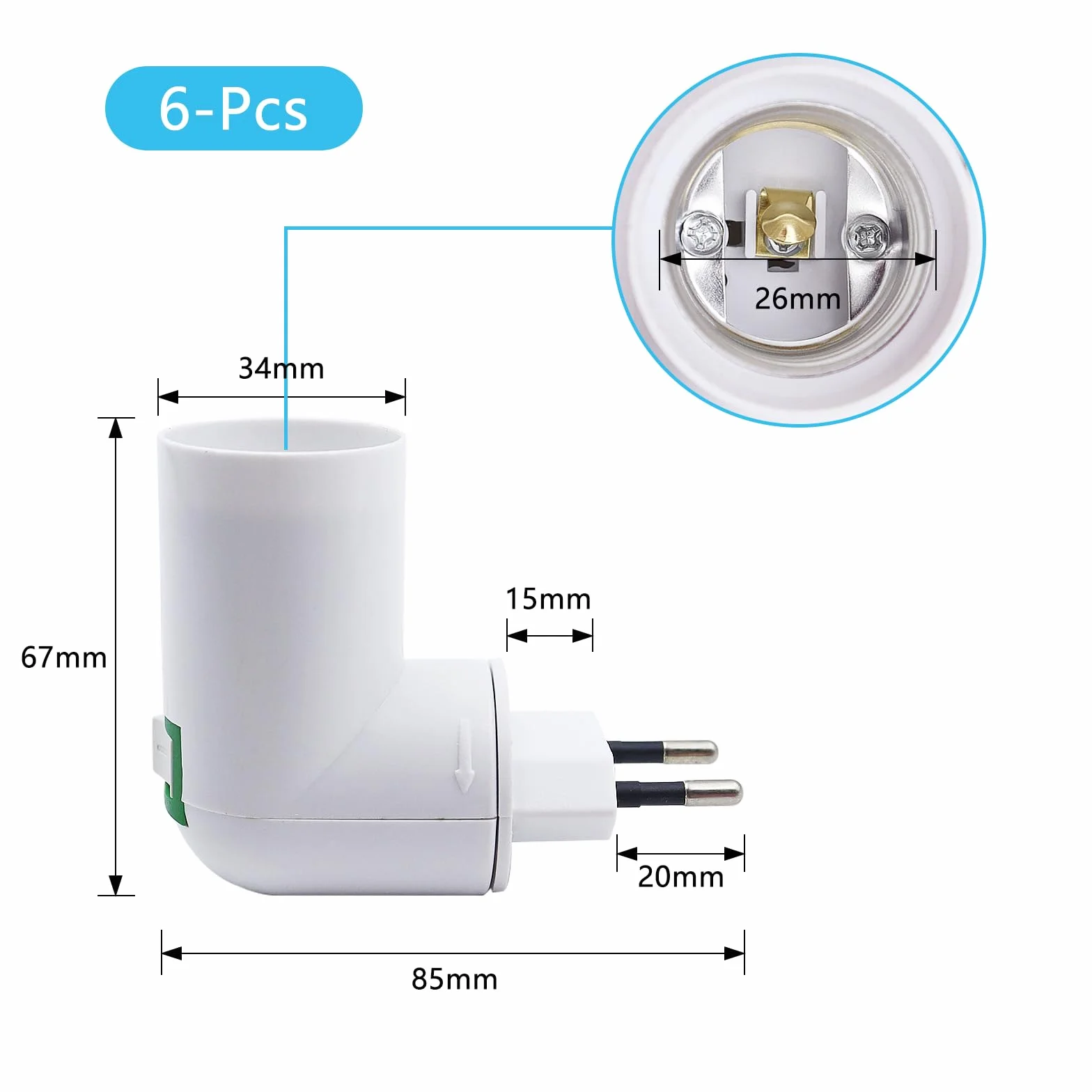 6 sztuk oprawek E27 z przełącznikiem, obrót o 180°, regulowany uchwyt do lampy, wtyczka EU, lampa do kuchni, lampa ścienna, źródło światła LED