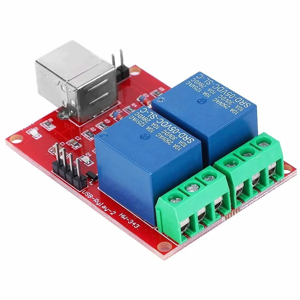 Walfront 2-Kanałowy Moduł Przekaźnika USB 5 V, Przełącznik Sterujący do Komputera, Inteligentny Automatyczny, Srebrny, 2NO 2NC