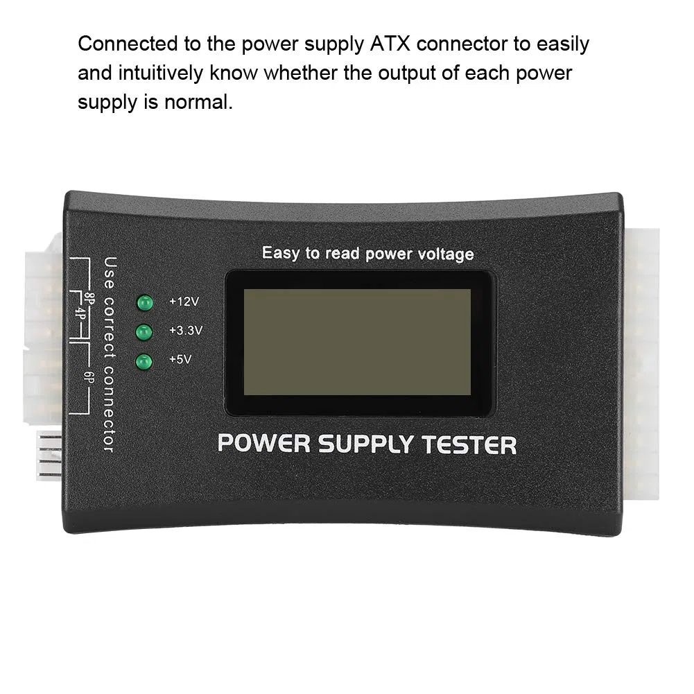 20Pin/24Pin ATX LCD Tester Zasilania Komputera do Złącza ATX, BTX, ITX, TFX i Przewodu P4/P6/P8/SATA/IDE PC Power Tool