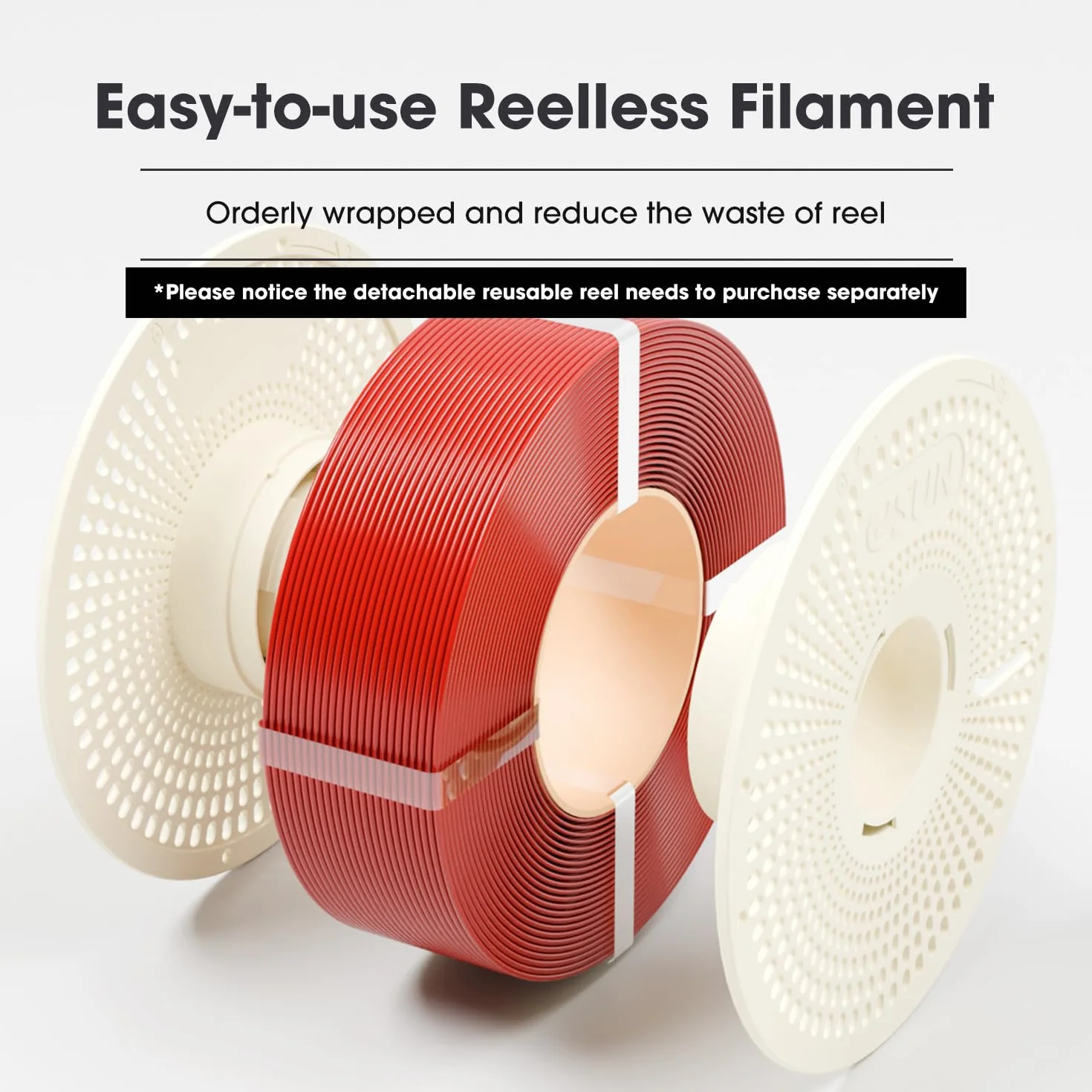eSUN PLA Refill Filament 1,75 mm, bezszpulowy filament do druku 3D, dokładność wymiarowa +/- 0,05 mm, szpula 1 kg (2,2 LBS), szybki filament PLA do drukarek szybkobieżnych (Ognista czerwień, 1KG)