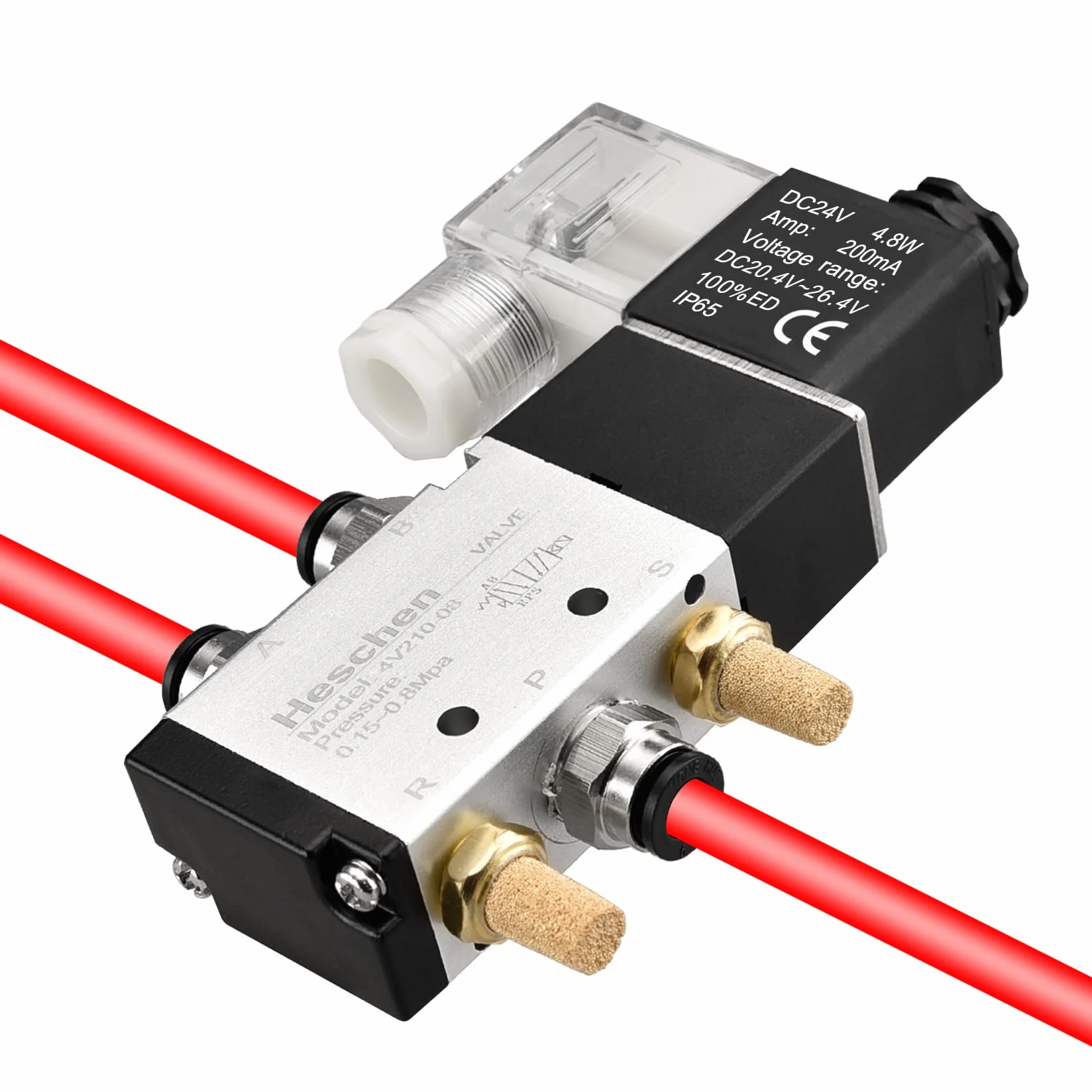 Heschen Elektryczny zawór elektromagnetyczny 4V210-08 24VDC PT1/4 5-drożny 2-pozycyjny
