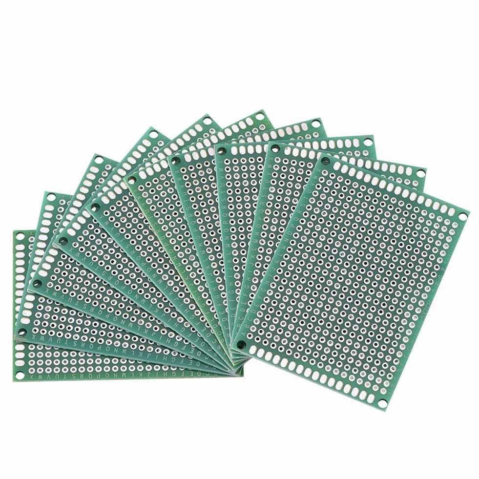 10 Sztuk 5x7cm Dwustronna Płytka PCB Zestaw Prototypowy Uniwersalna Płytka Drukowana do Lutowania DIY