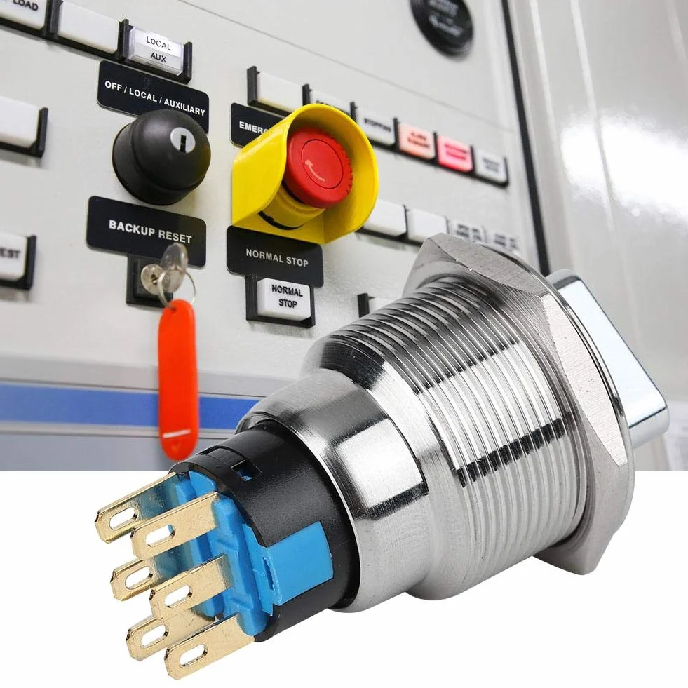 Drehschalter, 19 mm Edelstahl Wasserdichter IP67 Umschaltsteuerung Wahlschalter mit 5-14 N Arbeitsdruck, Schalter für Haushaltsgeräte, Fahrzeugmodifikation(6 Pin und 3 Level)