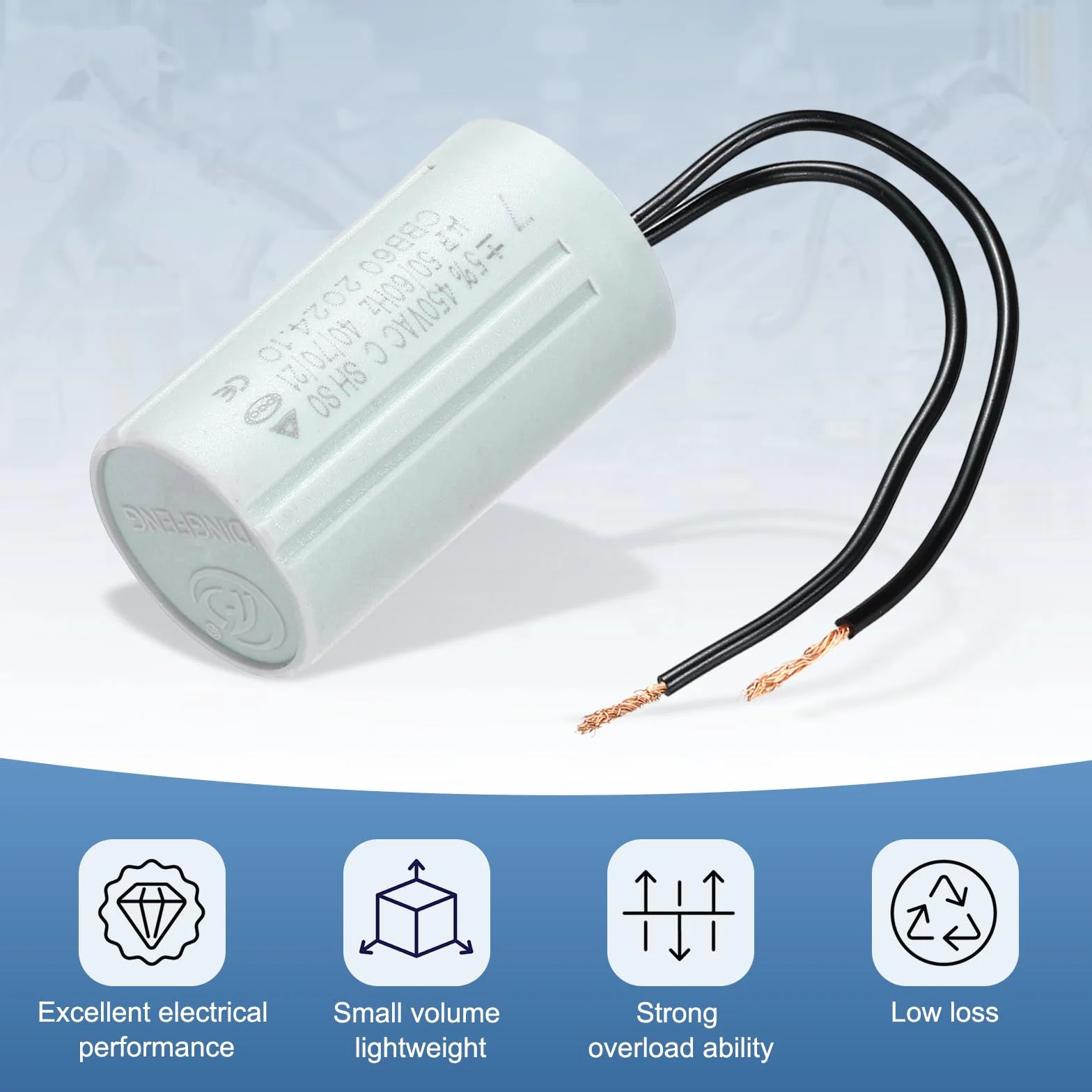 PATIKIL CBB60 7uF kondensatory AC 450 V 50/60 Hz 60 x 35 mm do pomp wodnych zestaw 2 szt
