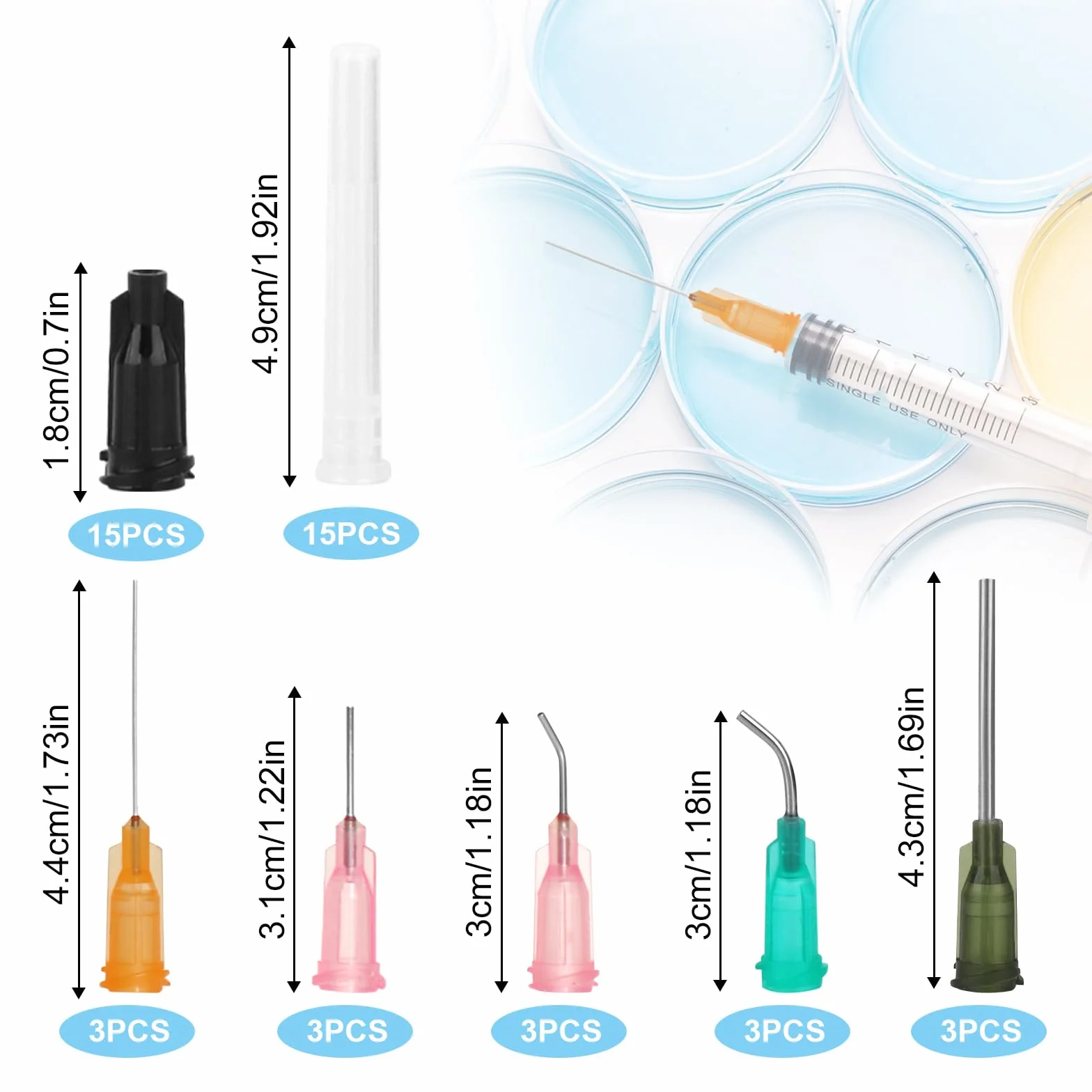 Zestaw strzykawek z siarą 15 sztuk 1 ml 3 ml 5 ml 10 ml strzykawka dozująca z tępą igłą i nasadką plastikowa do karmienia zwierząt