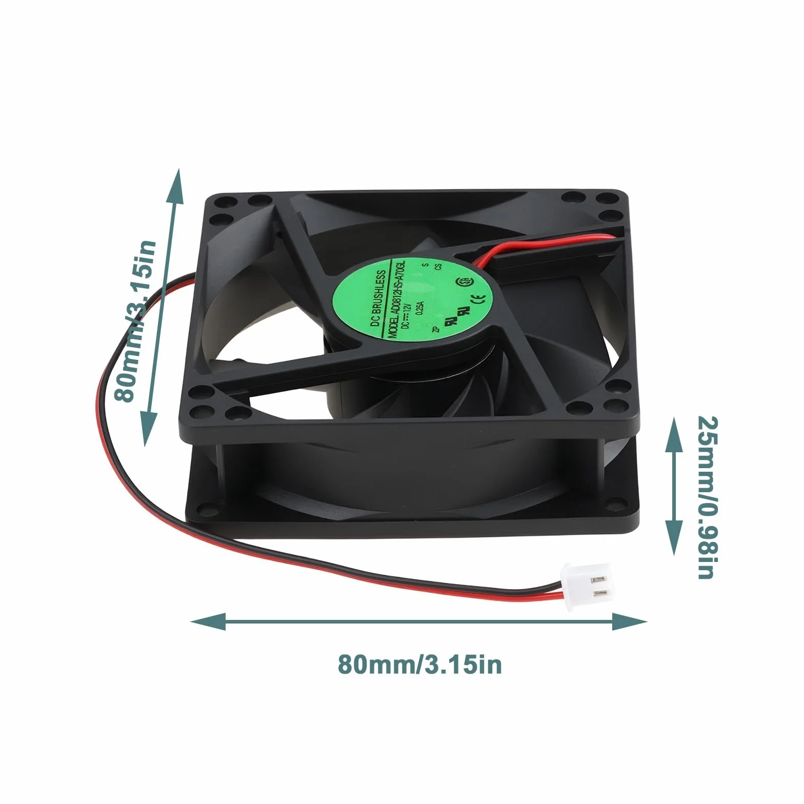 Wentylator chłodzący 8025 12V 2-pinowy kompatybilny z AD0812HS-A70GL 80x80x25mm