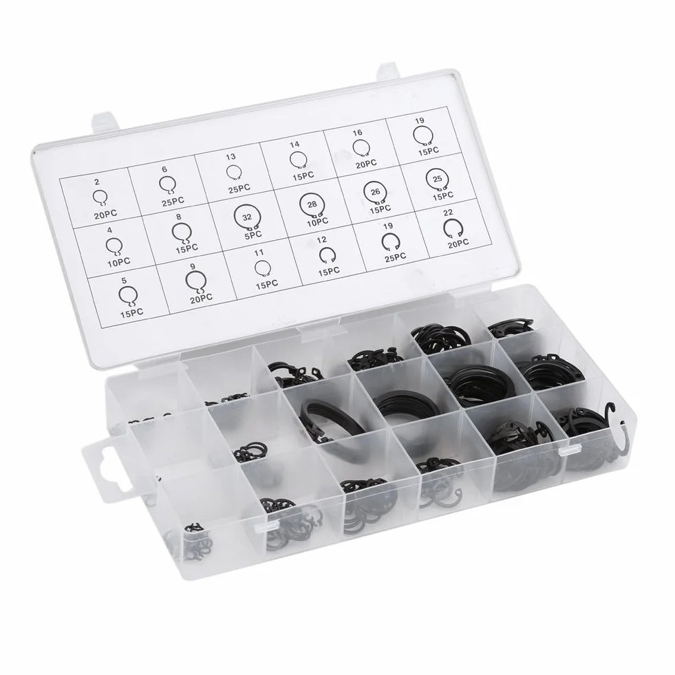 Zestaw pierścieni zabezpieczających E-Clip 300-częściowy 2-32 mm