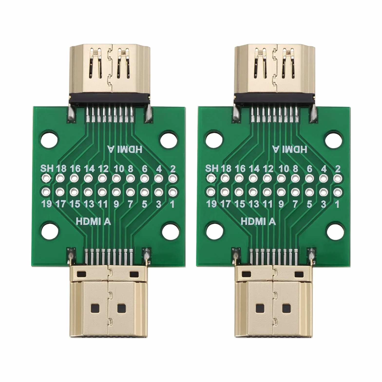 OTOTEC 2 szt. HDMI typu A męski na żeński 19 pinów 2,54 mm dwustronne gniazdo Breakout Board złącze testowe naprawa płytka testowa mini złącze z płytką PCB