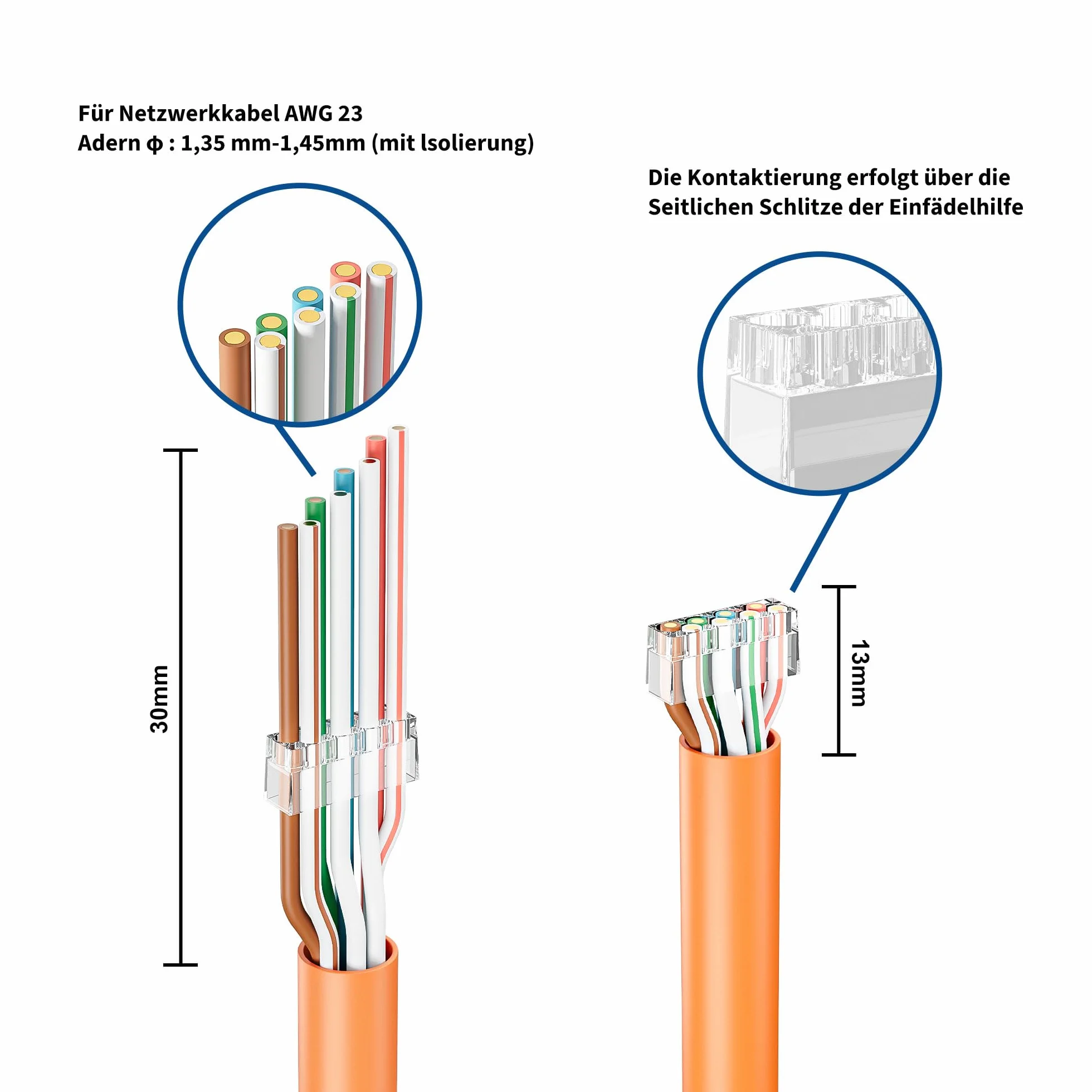 FGB 10Gbps Wtyczka RJ45 CAT 7 CAT 6A, zestaw 10 sztuk wtyczek sieciowych, przelotowa i ekranowana, złocony 50μ, wtyk Lan do kabla instalacyjnego AWG23 POE
