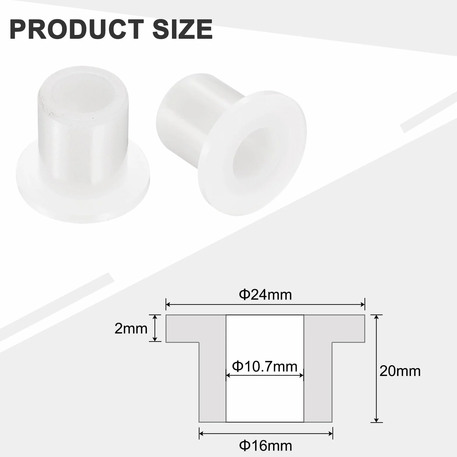 Tuleje kołnierzowe nylonowe ID 10,7 mm x OD 16 mm x długość 20 mm 12 szt. QUARKZMAN
