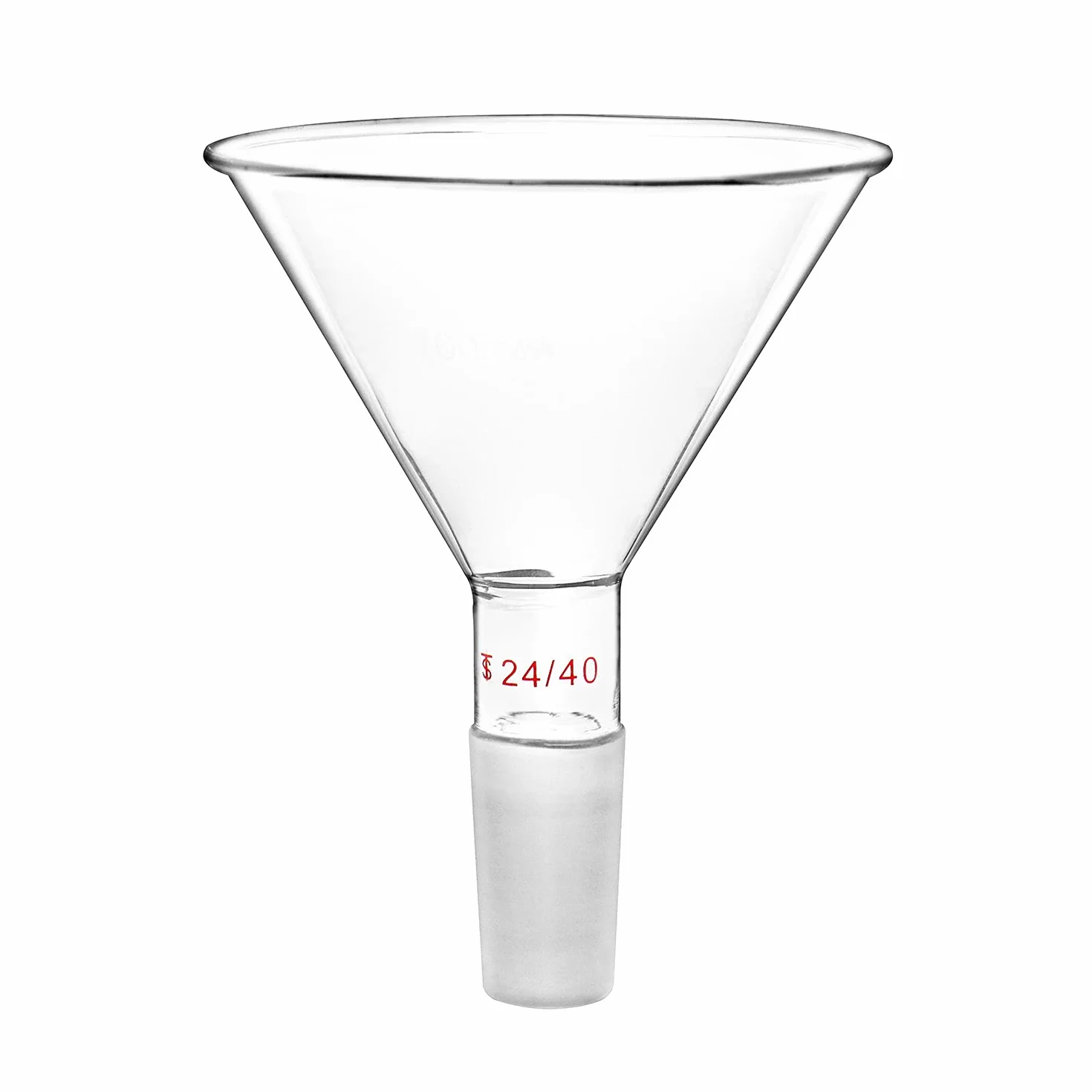 QWORK Glass Jointed Short Stem Powder Funnel Filter Funnel with 100mm Top O.D and 24/40 Inner Joint for lab
